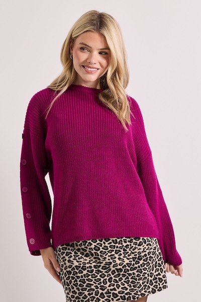 Dorothy Perkins Button Overarm Jumper Magenta