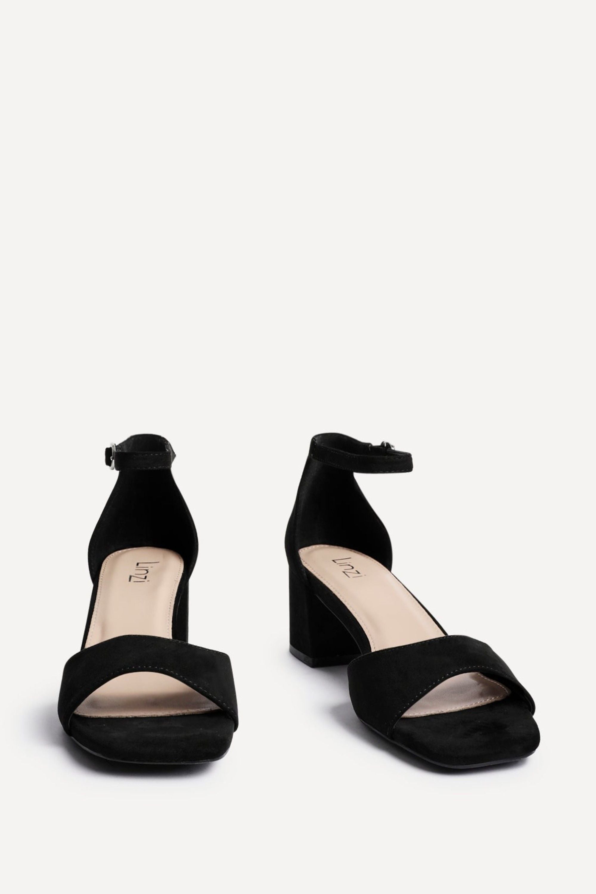 Linzi Maddie Black Faux Suede Closed Back Block Heeled Sandals image 3