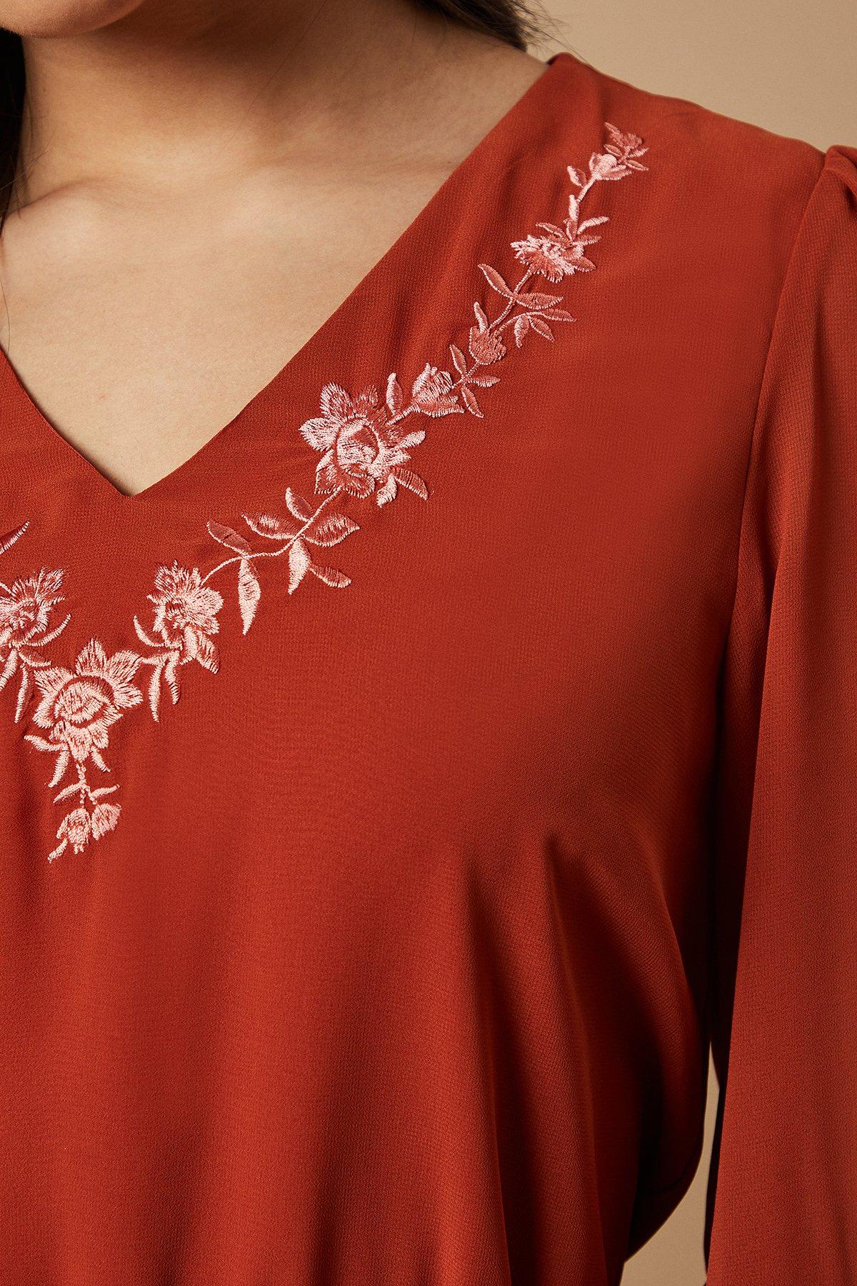 Oasis Embroidered Ruffle Tier Mini Dress Rust image 5