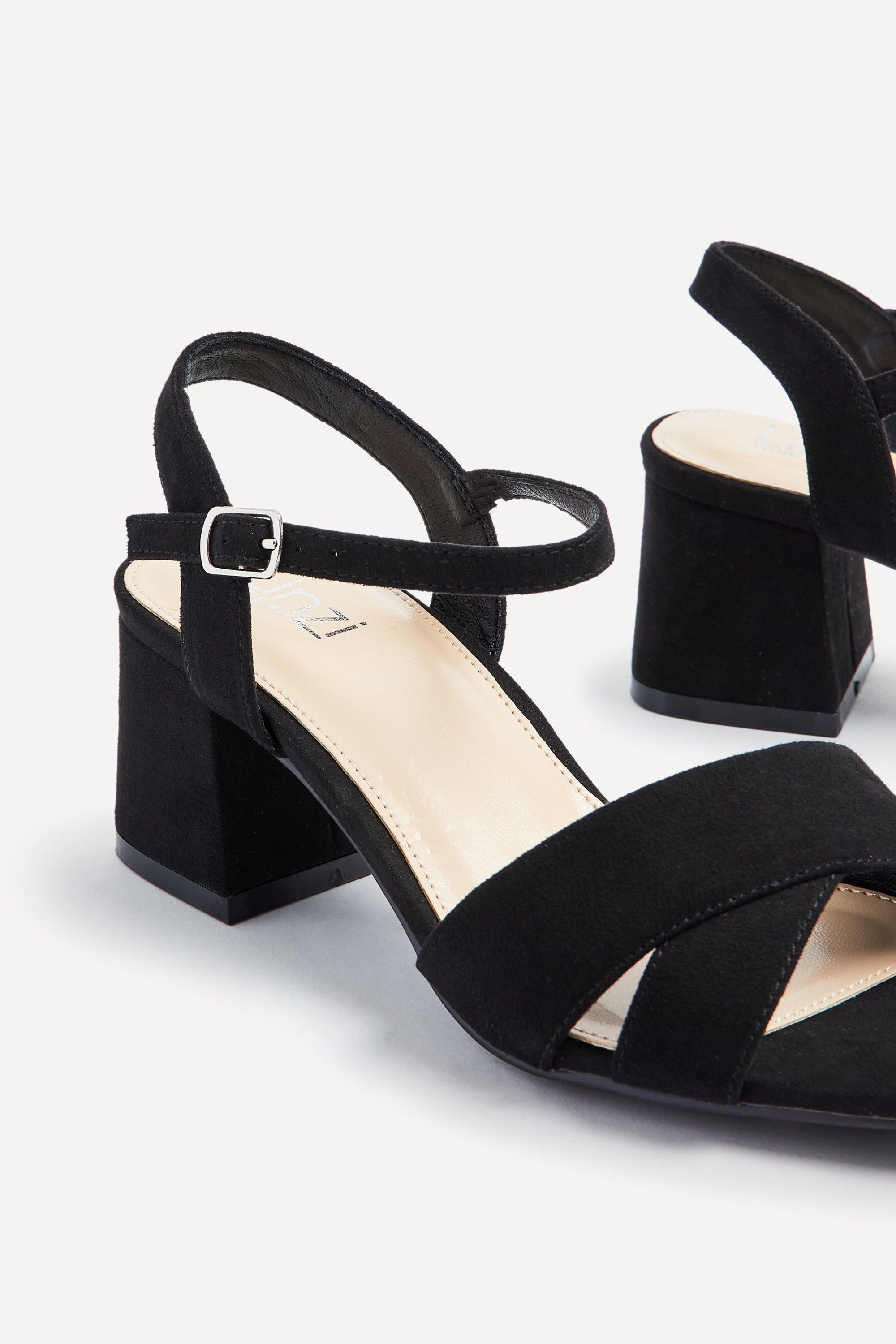Linzi Vivian Wide Fit Black Suede Block Heeled Sandals image 4