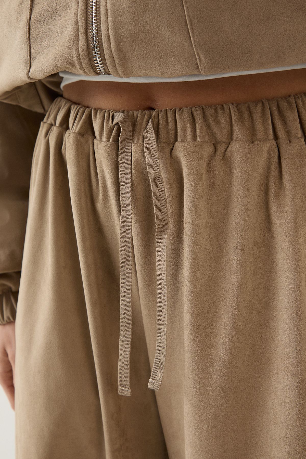 DSGN Studio DSGN Studio Faux Suede Straight Leg Trouser Stone image 4