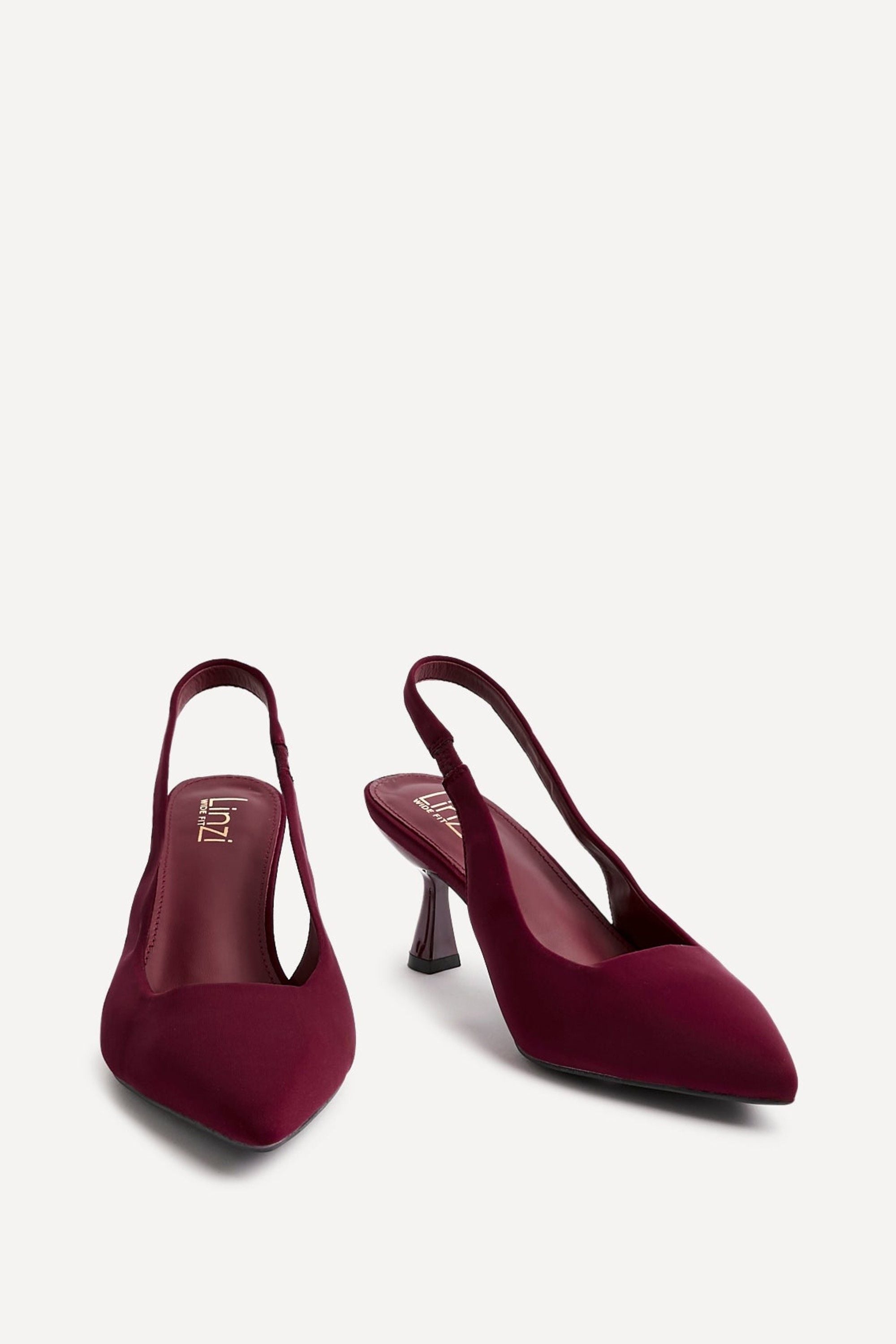 Linzi Izzie Wide Fit Burgundy Scuba Sling Back Low Court Heel image 3