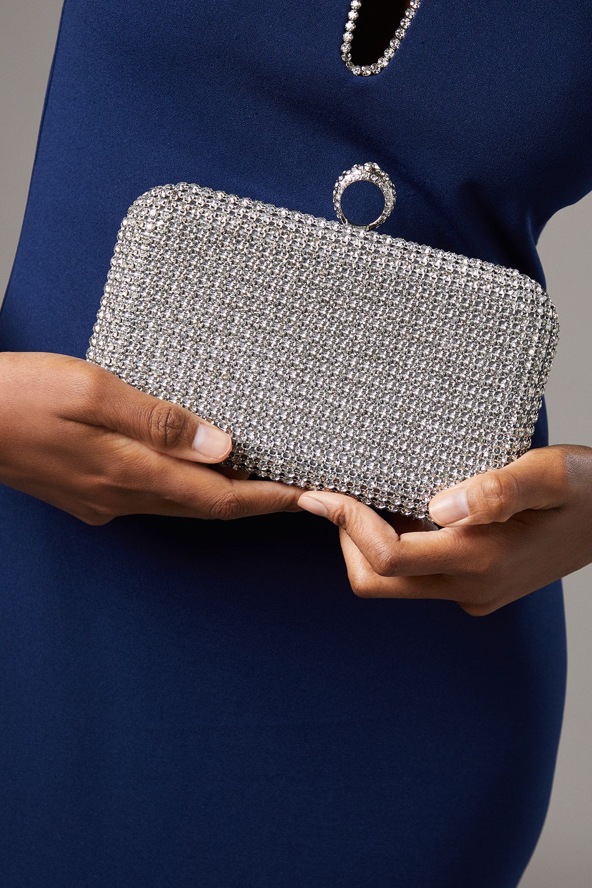 Coast Croatia Hard Diamante Clutch Bag Silver image 1