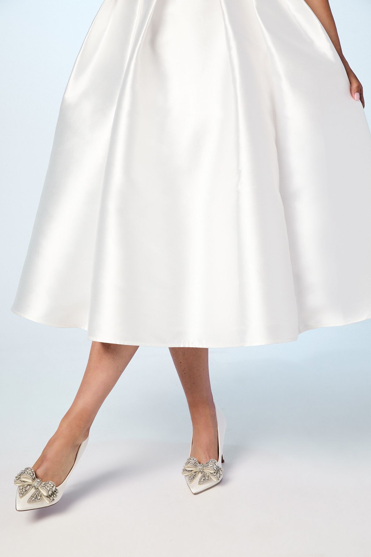 Coast Bridal Wide Fit Tania Satin Embellished Bow High Heel Stiletto Court Shoes Ivory image 2