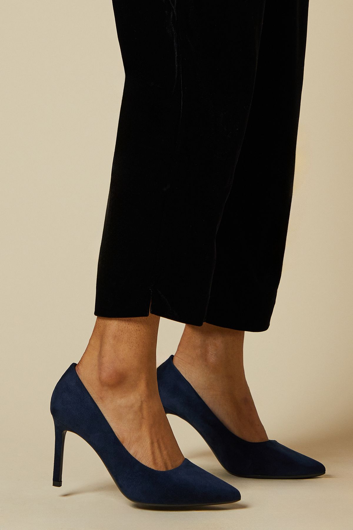 Dorothy Perkins Wide Fit Dash Pointed High Stiletto Heel Court Shoes Navy image 2