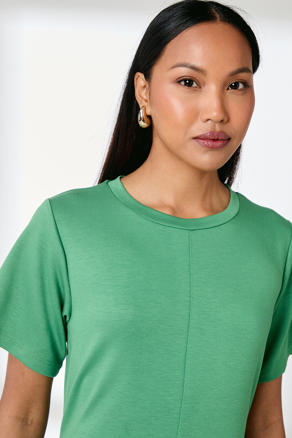 Principles Green Crew Neck Jersey Midi Dress Green image 4