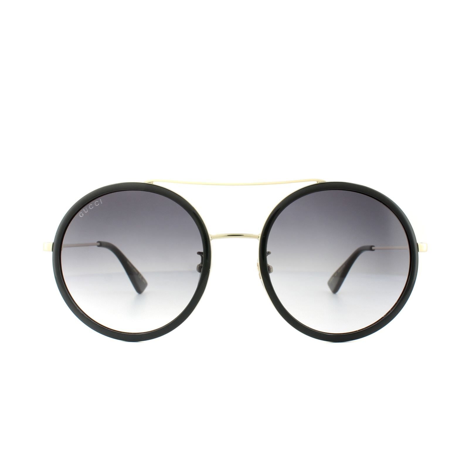 Gucci Round Black Gold Grey Gradient Sunglasses image 1