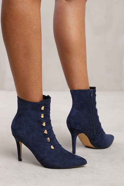 Where's That From 'Leane' Pointed Toe Mid Heel Ankle Boots With Gold Buttons