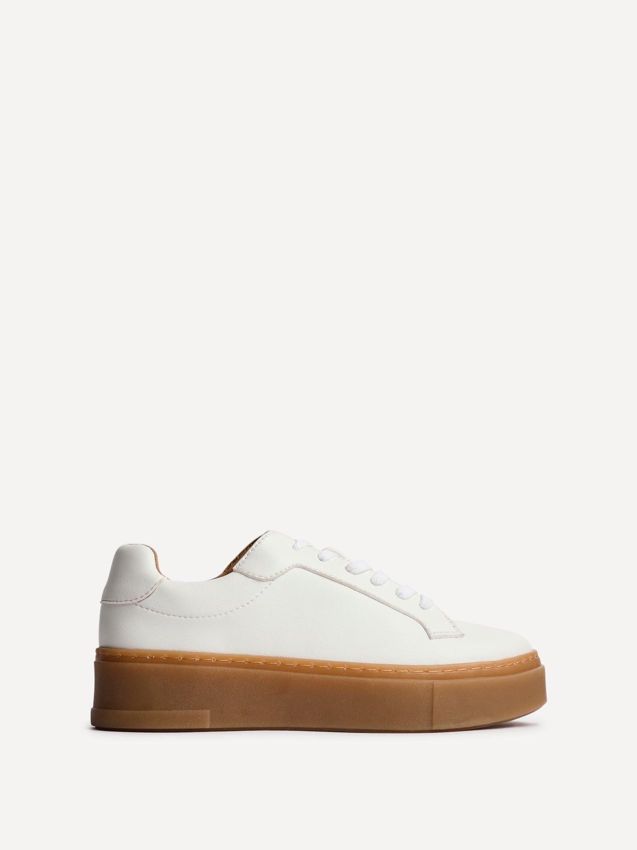 Linzi Blanca White Faux Leather Lace-Up Flatform Trainers image 1