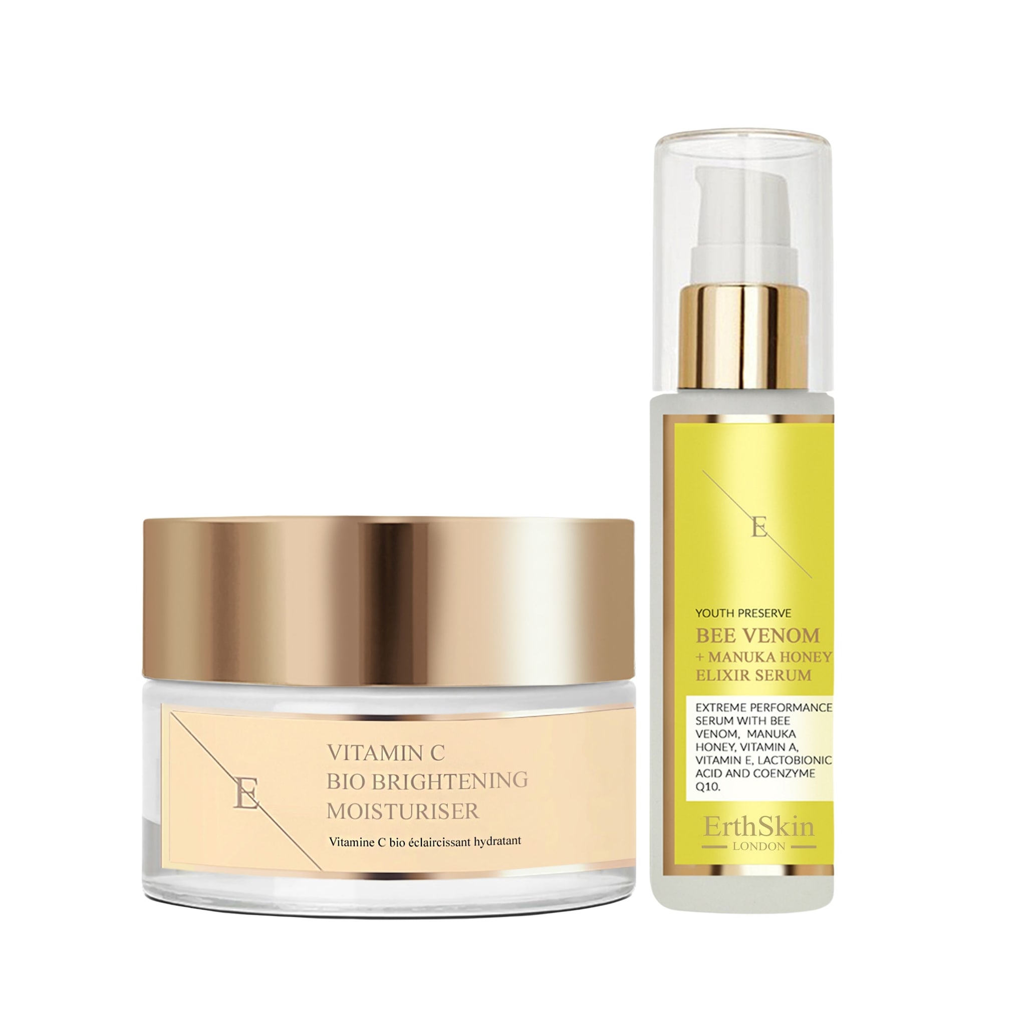 Erth Skin London Radiant Revival Duo Vitamin C Bio Brightening Moisturiser 50ml + Bee Venom & Manuka Honey Elixir Serum 60ml image 1