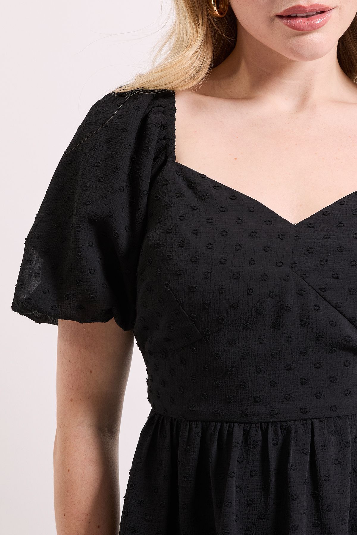 Dorothy Perkins Sweetheart Tie Back Puff Sleeve Top Black image 5