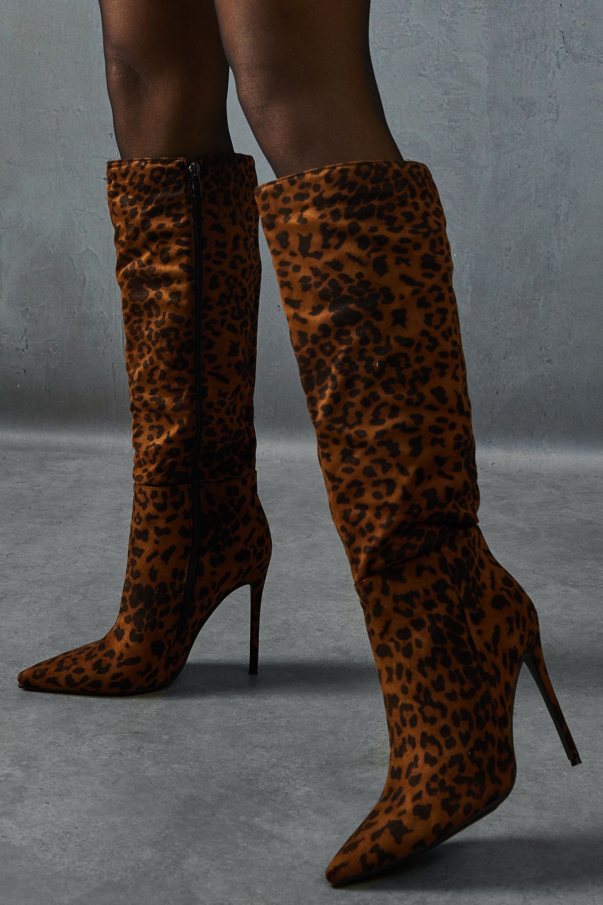MissPap Leopard Print Knee High Boots Brown image 2