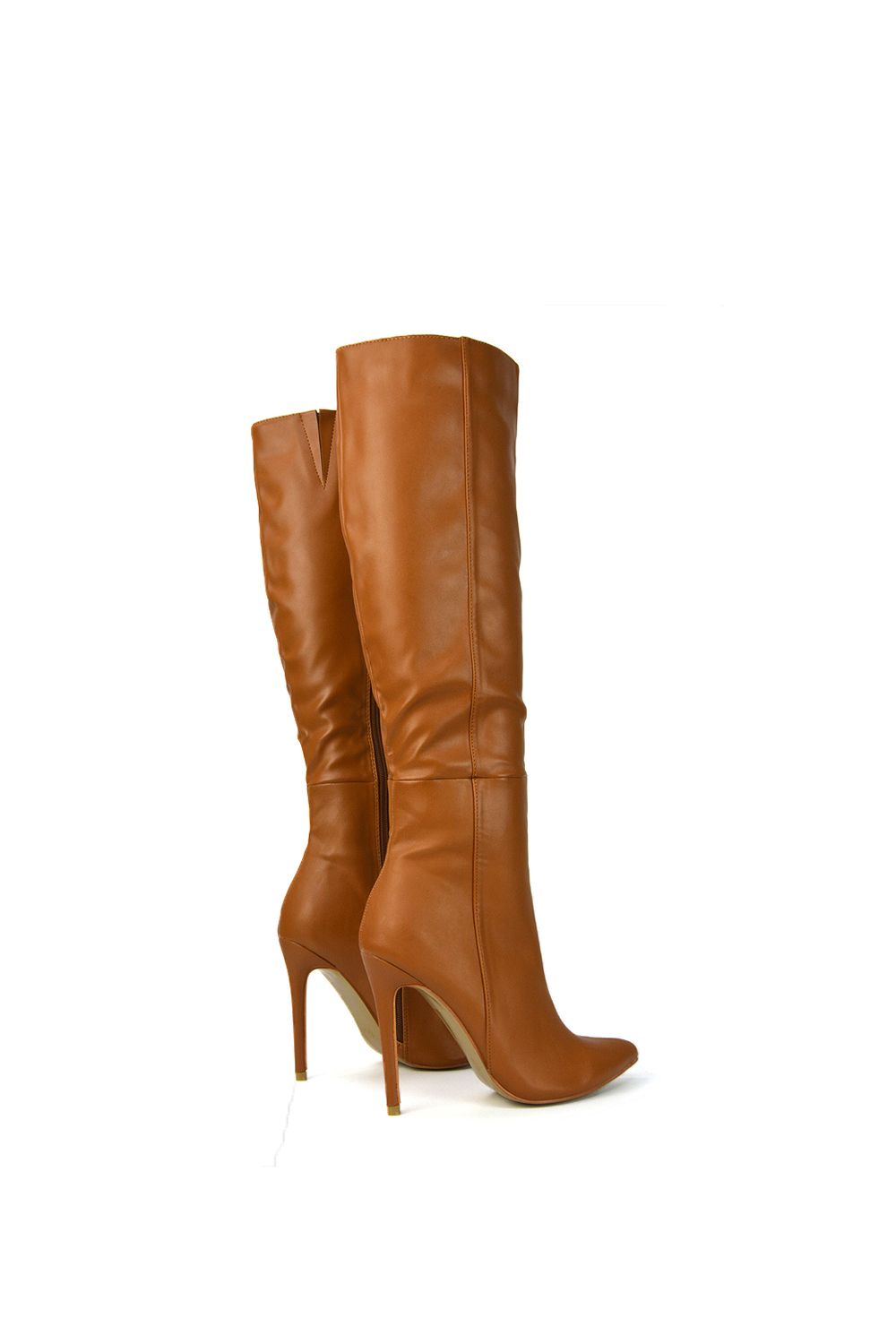 XY London 'Nora' Pointed Toe Zip Up Knee High Stiletto Heel Long Boots image 3