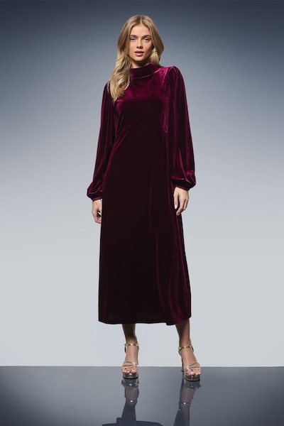 Oasis Occasion Velvet High Neck Midi Dress Plum