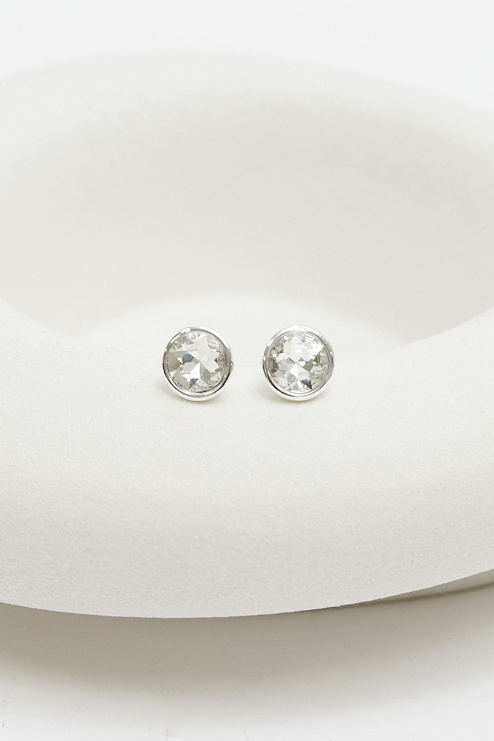 Jon Richard Silver Plated And Crystal Stud Earrings image 1