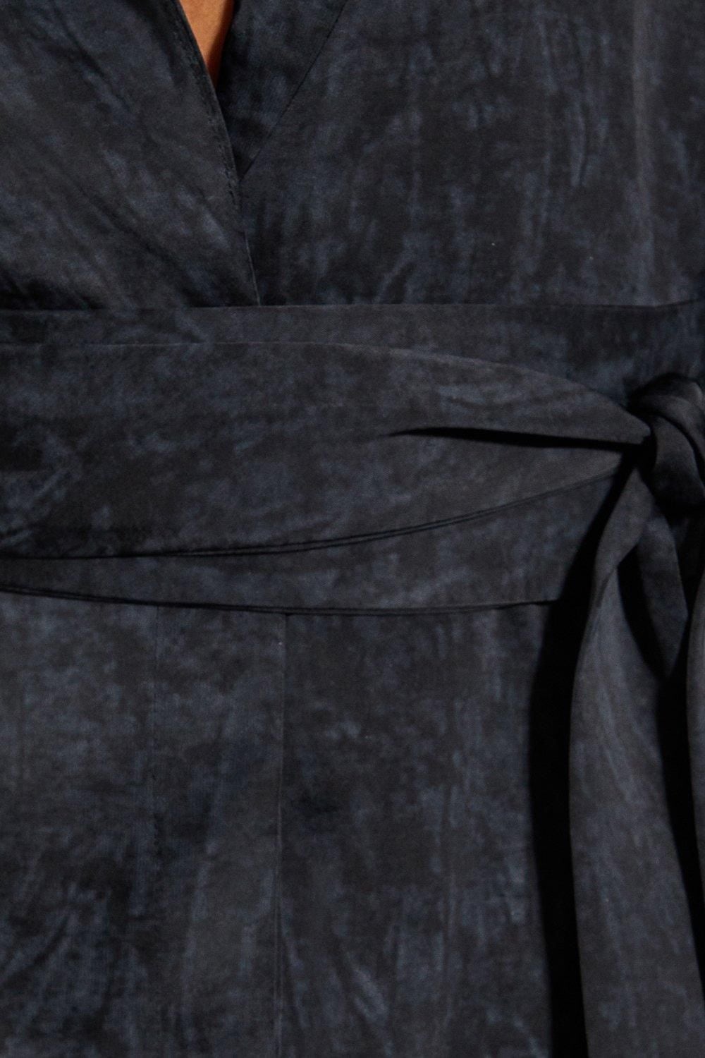 MissPap Premium Hammered Satin Belted Blazer Mini Dress Black image 5