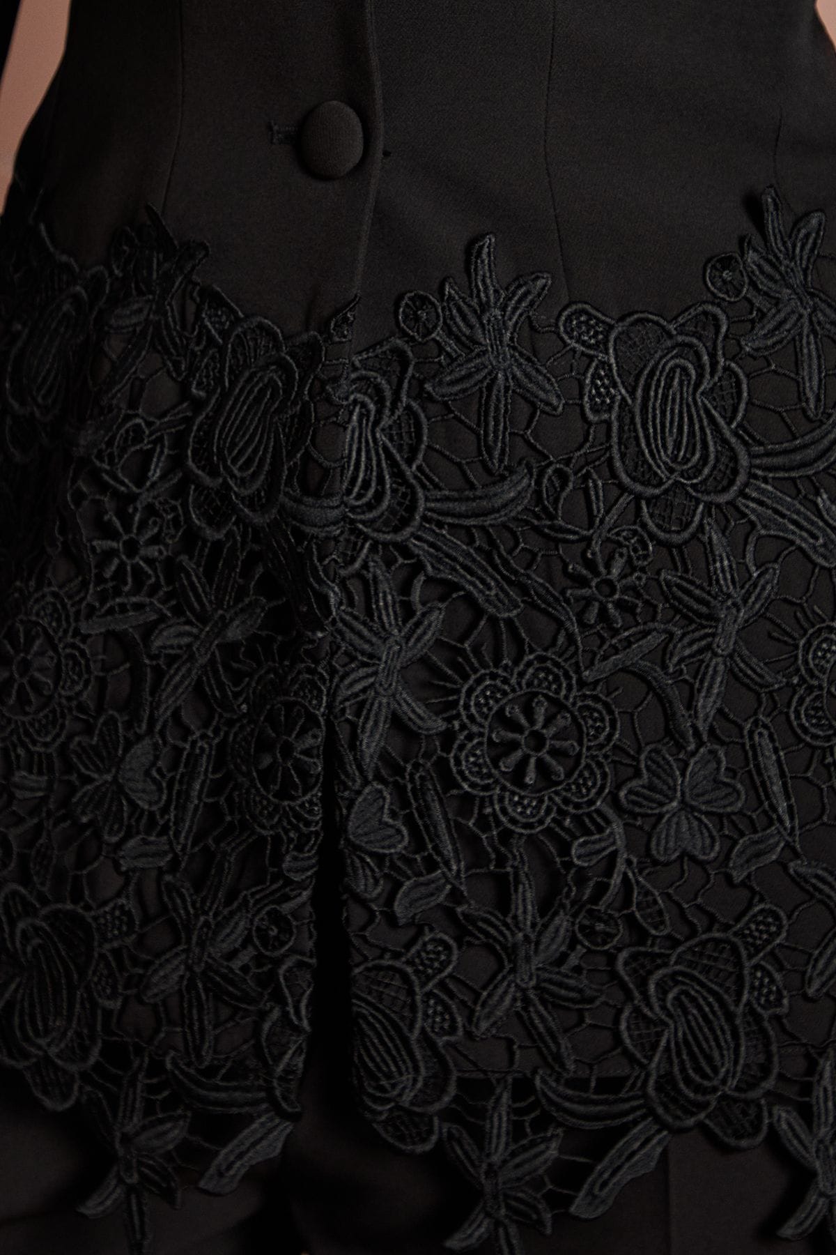 Coast Single Breasted Lace Trim Fitted Blazer Black image 5