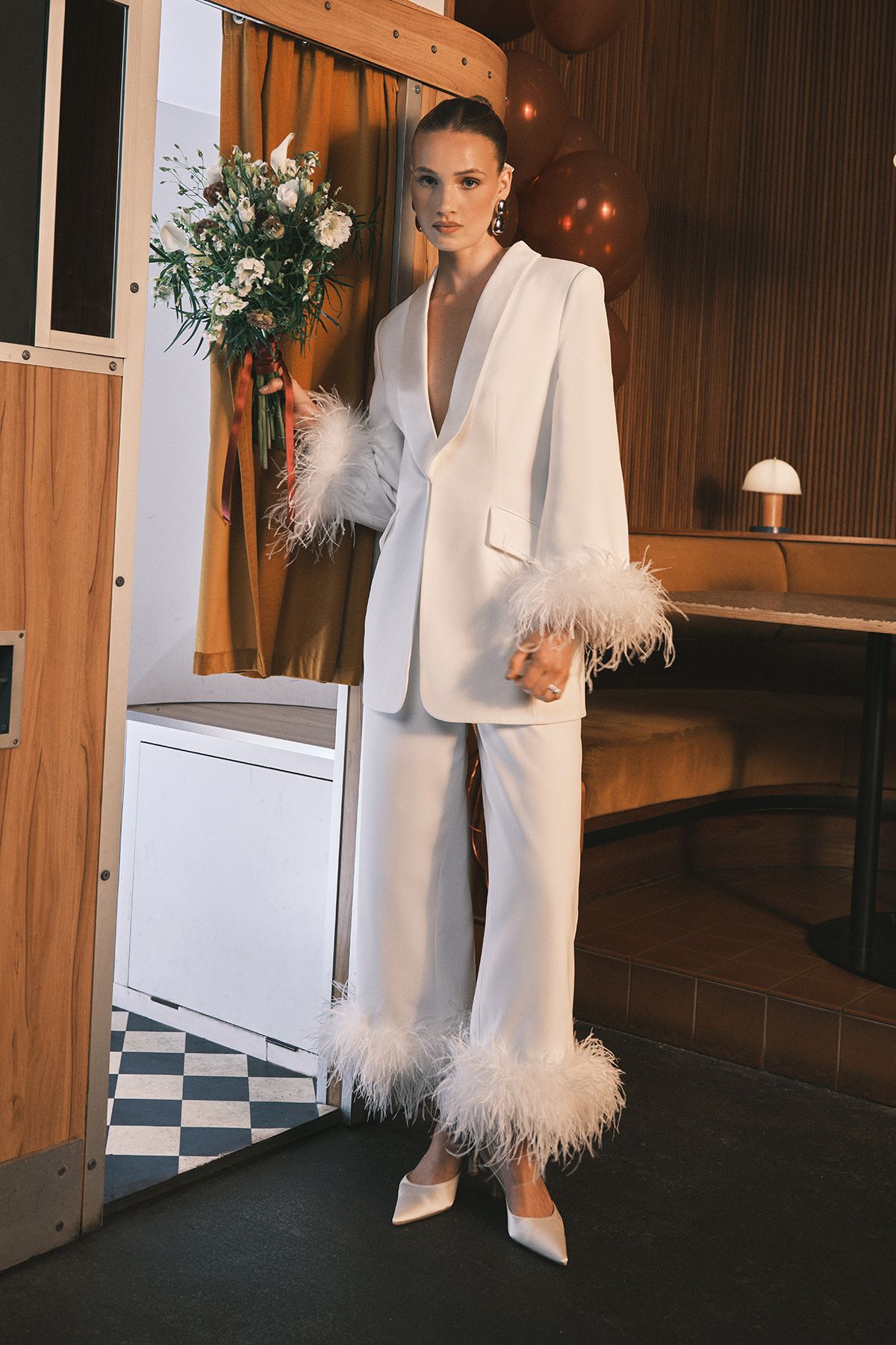 Coast Feather Trim Cropped Trouser Ivory image 1