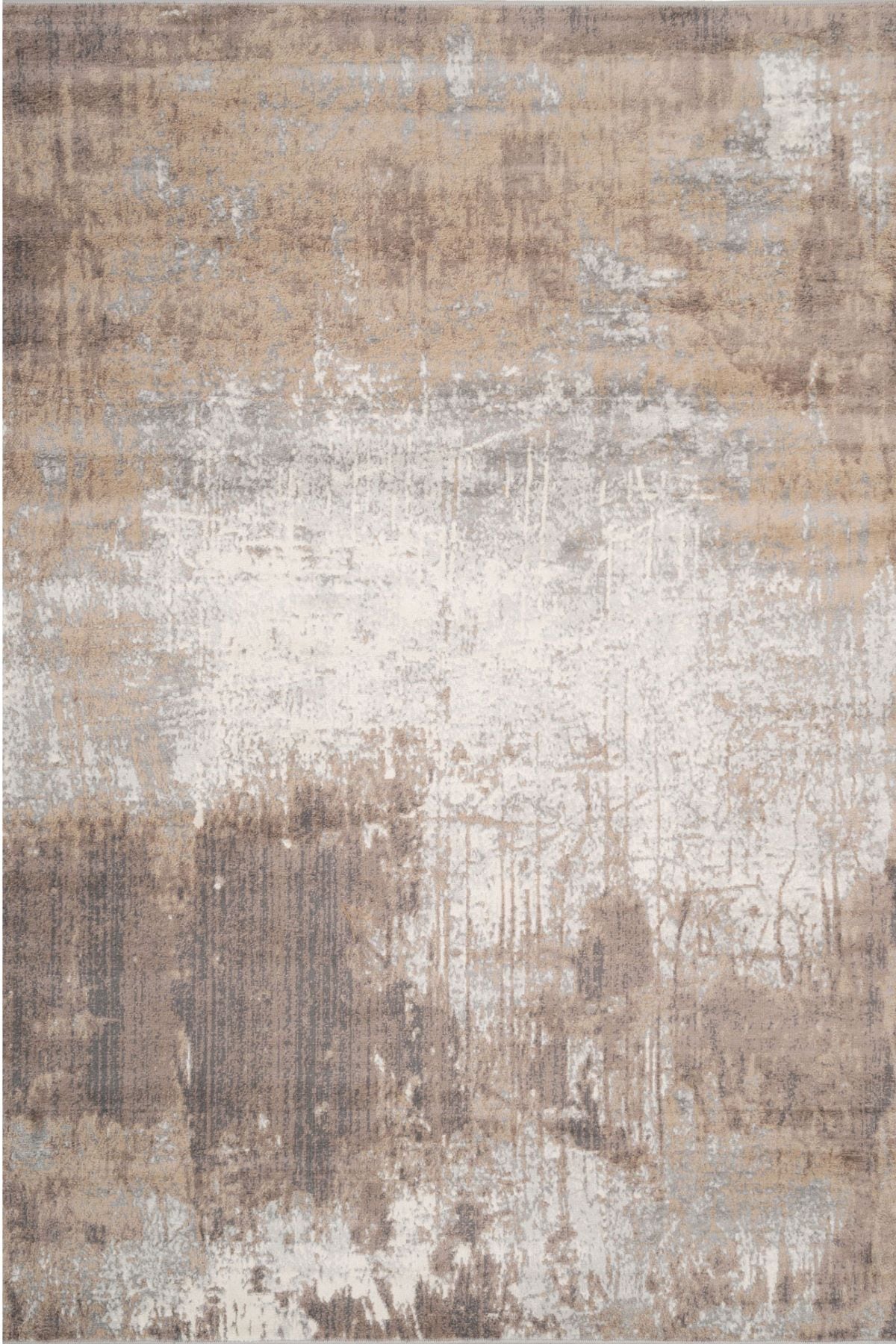 Kukoon Beige Greige Distressed Abstract Living Area Rug | PLT