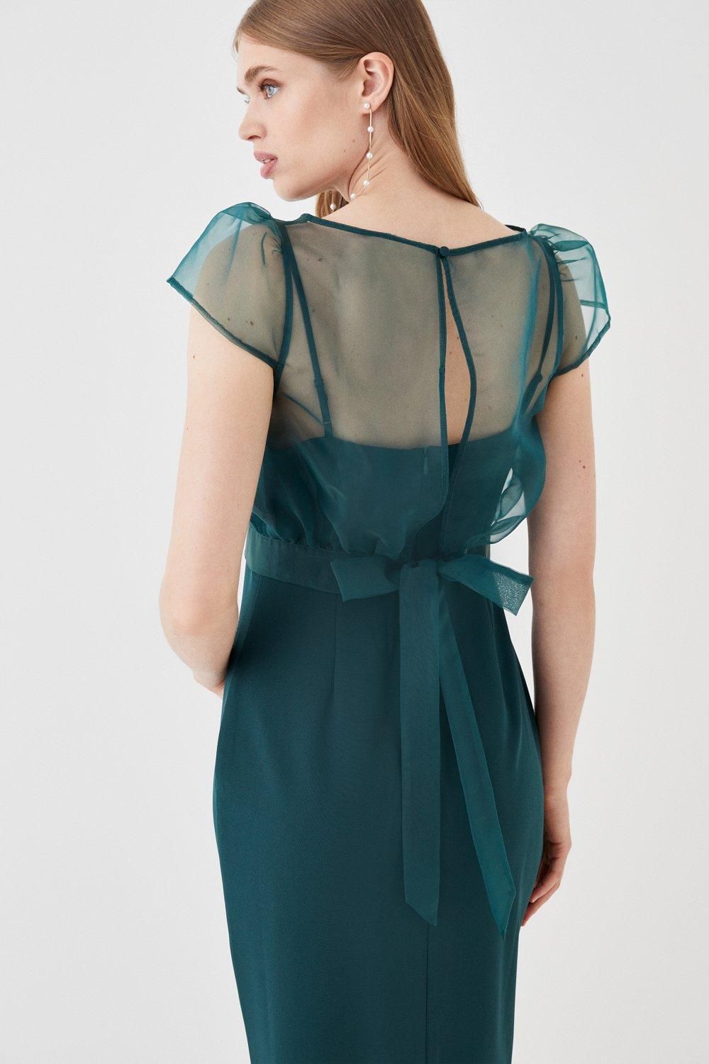 Coast Organza Top Crepe Bodice Multiwear Bridesmaids Dress Forest image 5