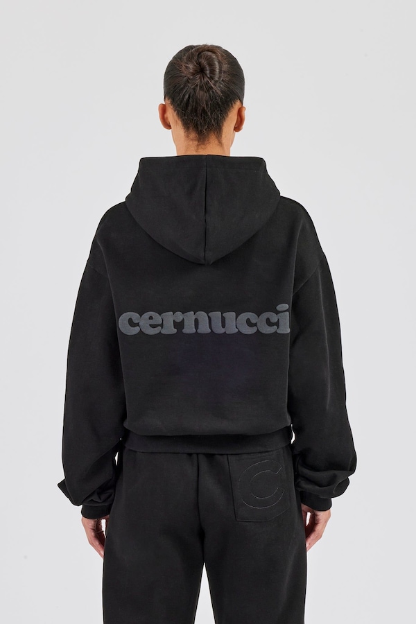 Cernucci Bubble Boxy Hoodie - Black