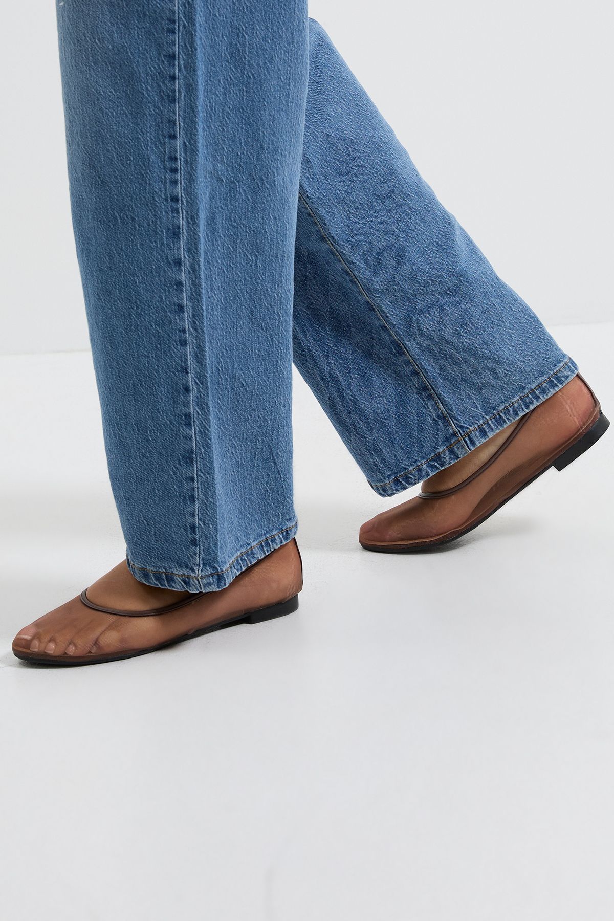 Dorothy Perkins Erica Mesh Ballerinas Chocolate image 3