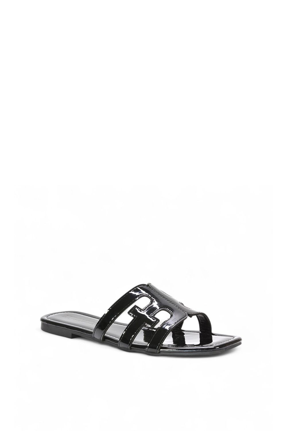 XY London 'Ellie' Square Toe Cut Out Strap Flat Sandal Slides image 2