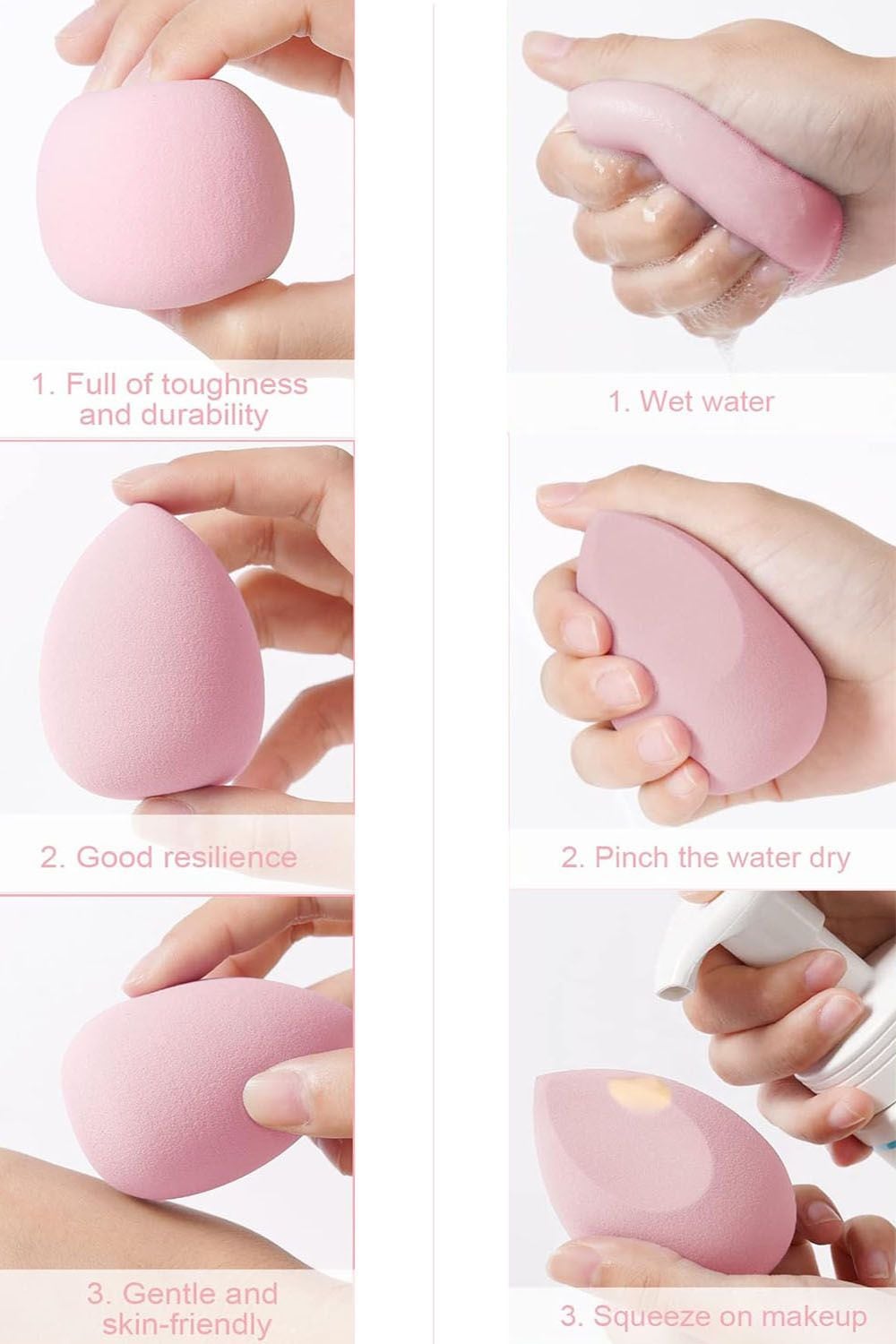 Living and Home 4 Pack Beauty Blender Foundation Sponges Set High Density Makeup Sponge image 2