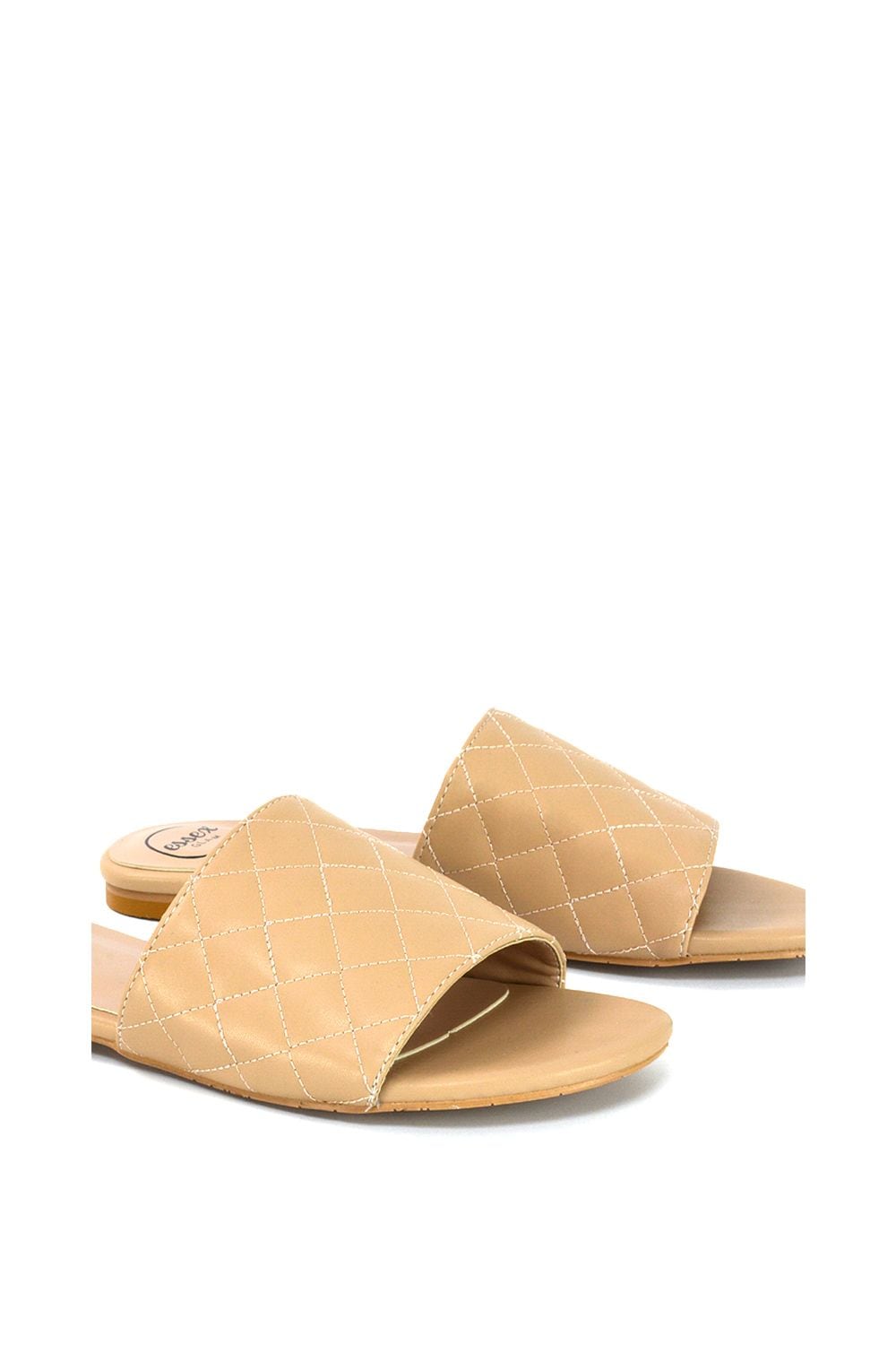 XY London 'Saylor' Quilted Detail Strappy Sandal Flat Sliders image 3