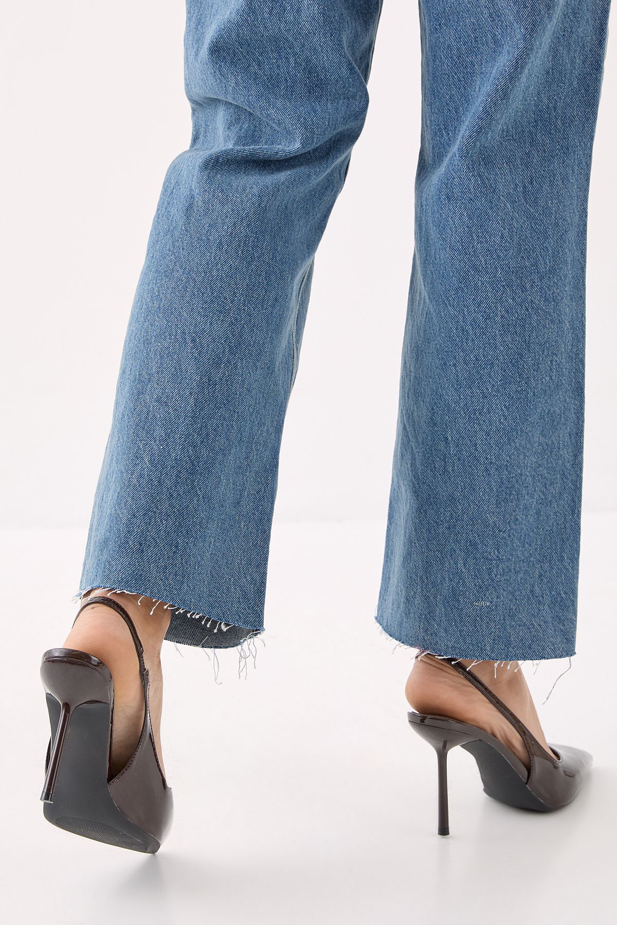 MissPap Patent High Stiletto Slingback Court Shoes Brown image 3