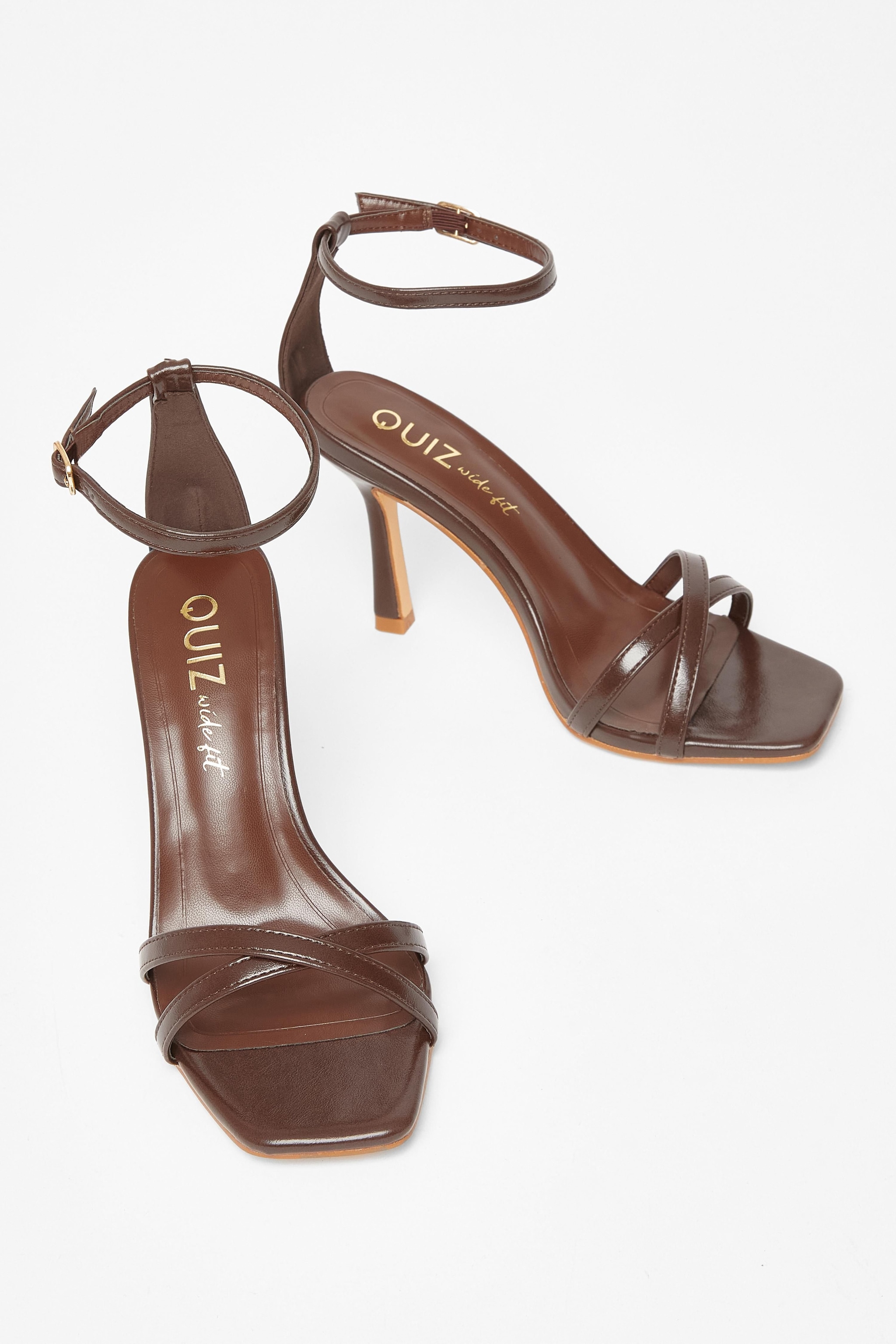 Quiz Brown Wide Fit Barely There Heels image 2