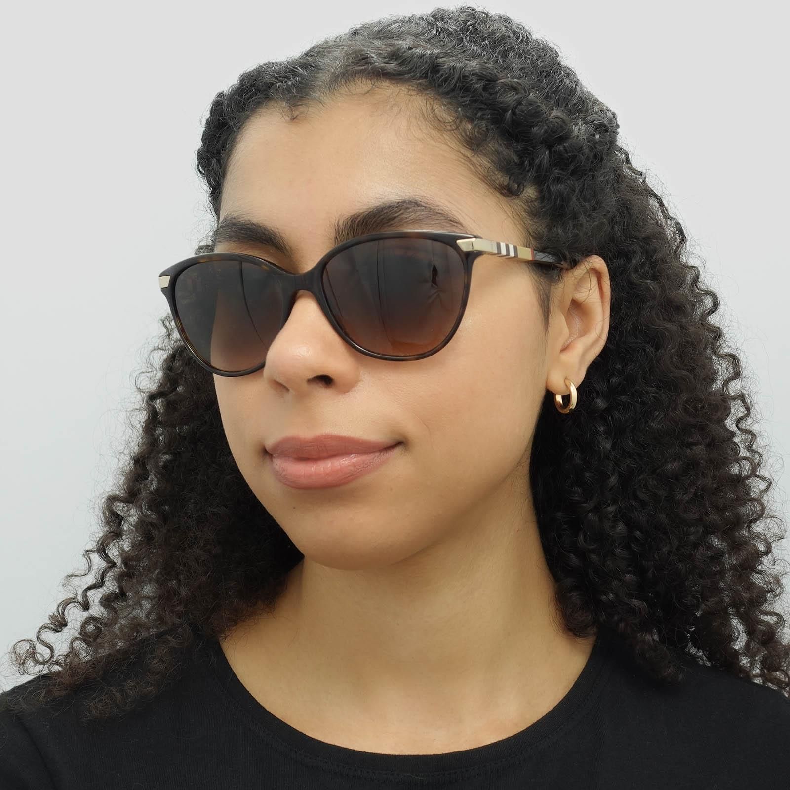 Burberry Cat Eye Dark Havana With Gold Detailing Brown Gradient BE4216 Sunglasses image 7