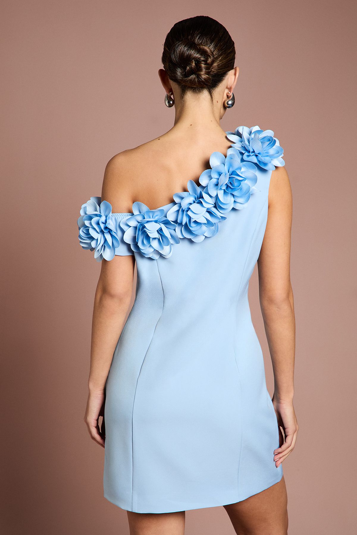 Coast 3D Floral One Shoulder Mini Dress Blue image 3