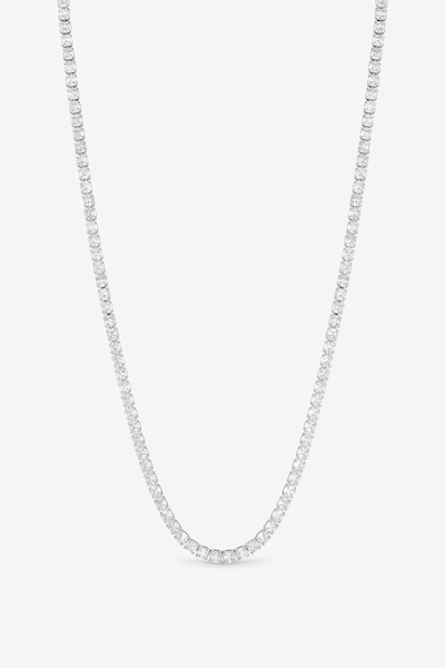 Jon Richard Rhodium Plated and Cubic Zirconia Round Tennis Necklace