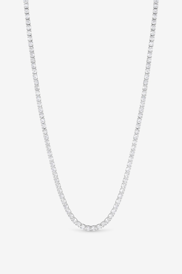 Jon Richard Rhodium Plated and Cubic Zirconia Round Tennis Necklace
