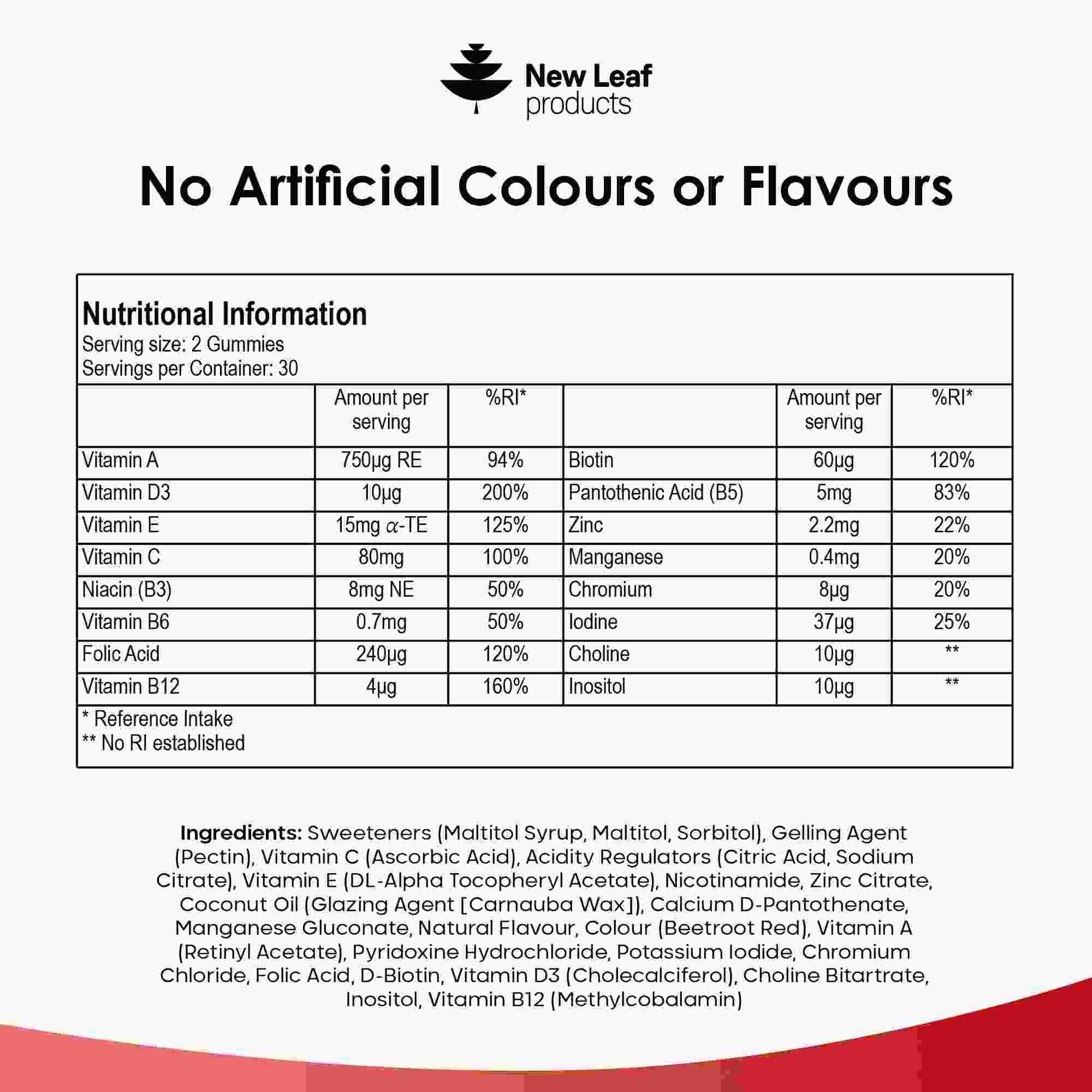 New leaf health Chewable Vegan Multivitamin Gummies - 60 Sugar Free Multivitamins for Men & Woman image 6