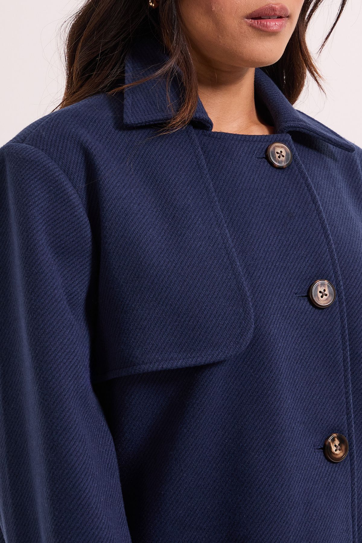 Dorothy Perkins Petite Short Trench Coat Navy image 5