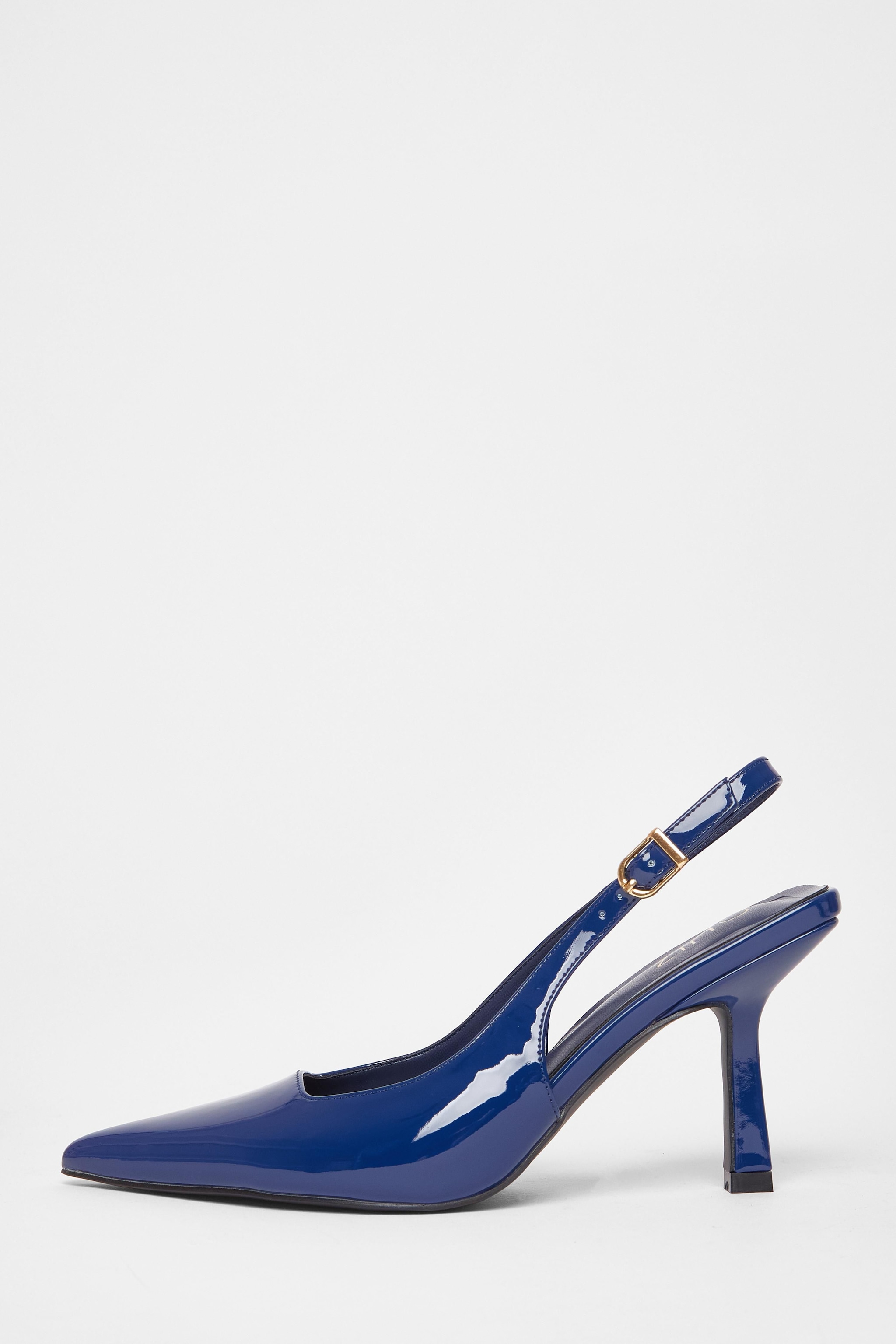 Quiz Blue Faux Leather Court Heels image 3