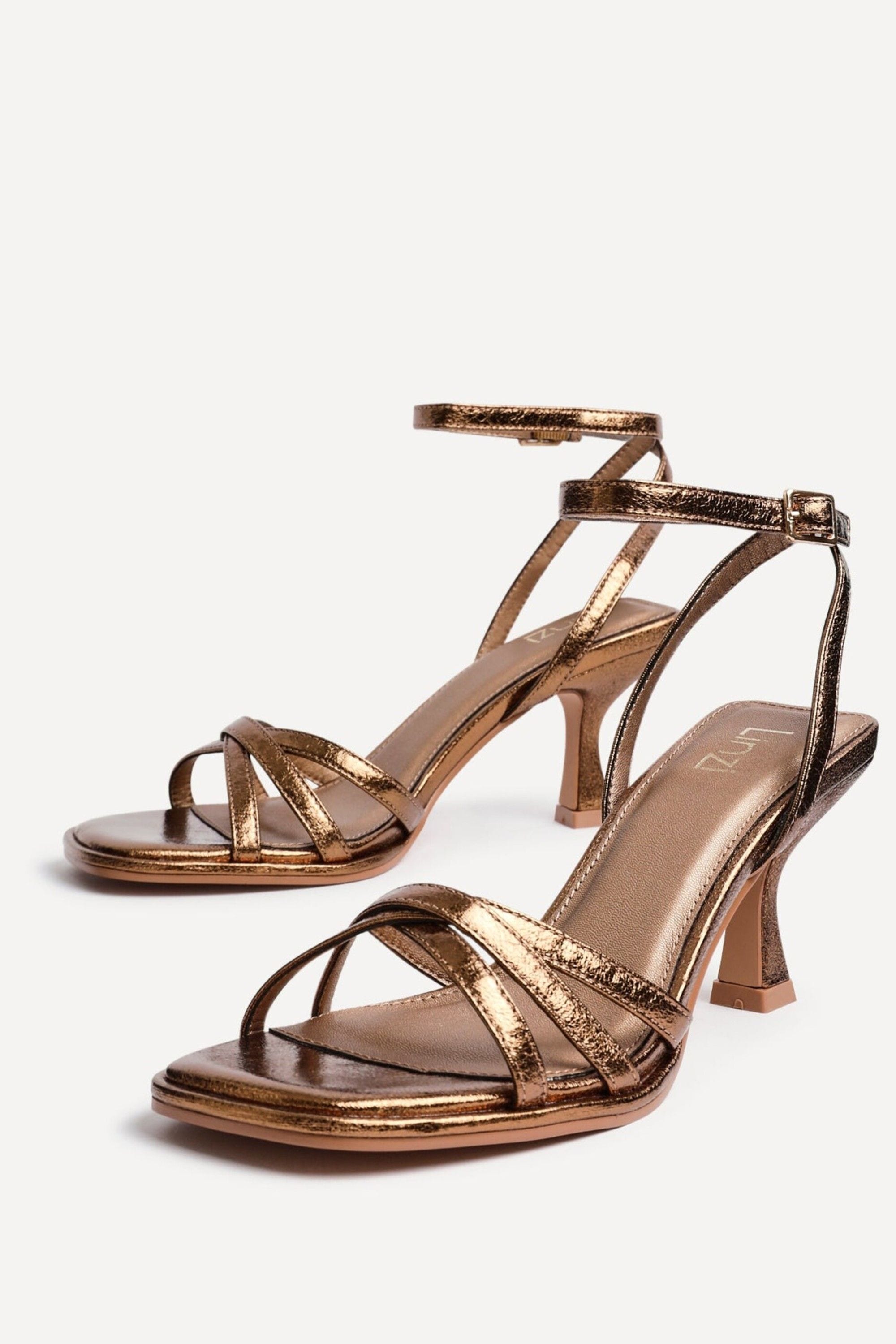 Linzi Faro Bronze Faux Leather Strappy Heeled Sandals image 4