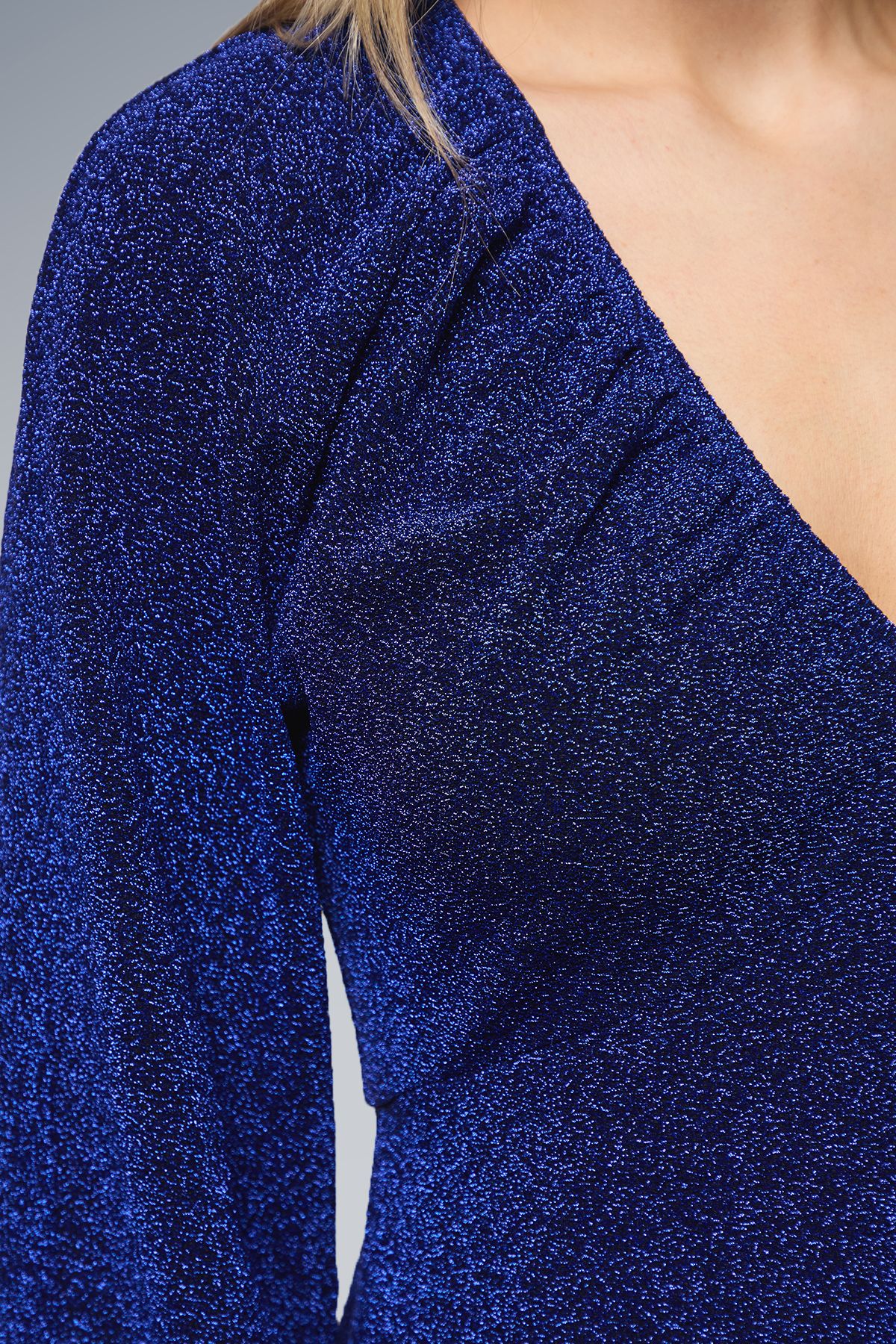 Dorothy Perkins DP Luxe Gathered Neckline Sparkle Jersey Top Cobalt image 5
