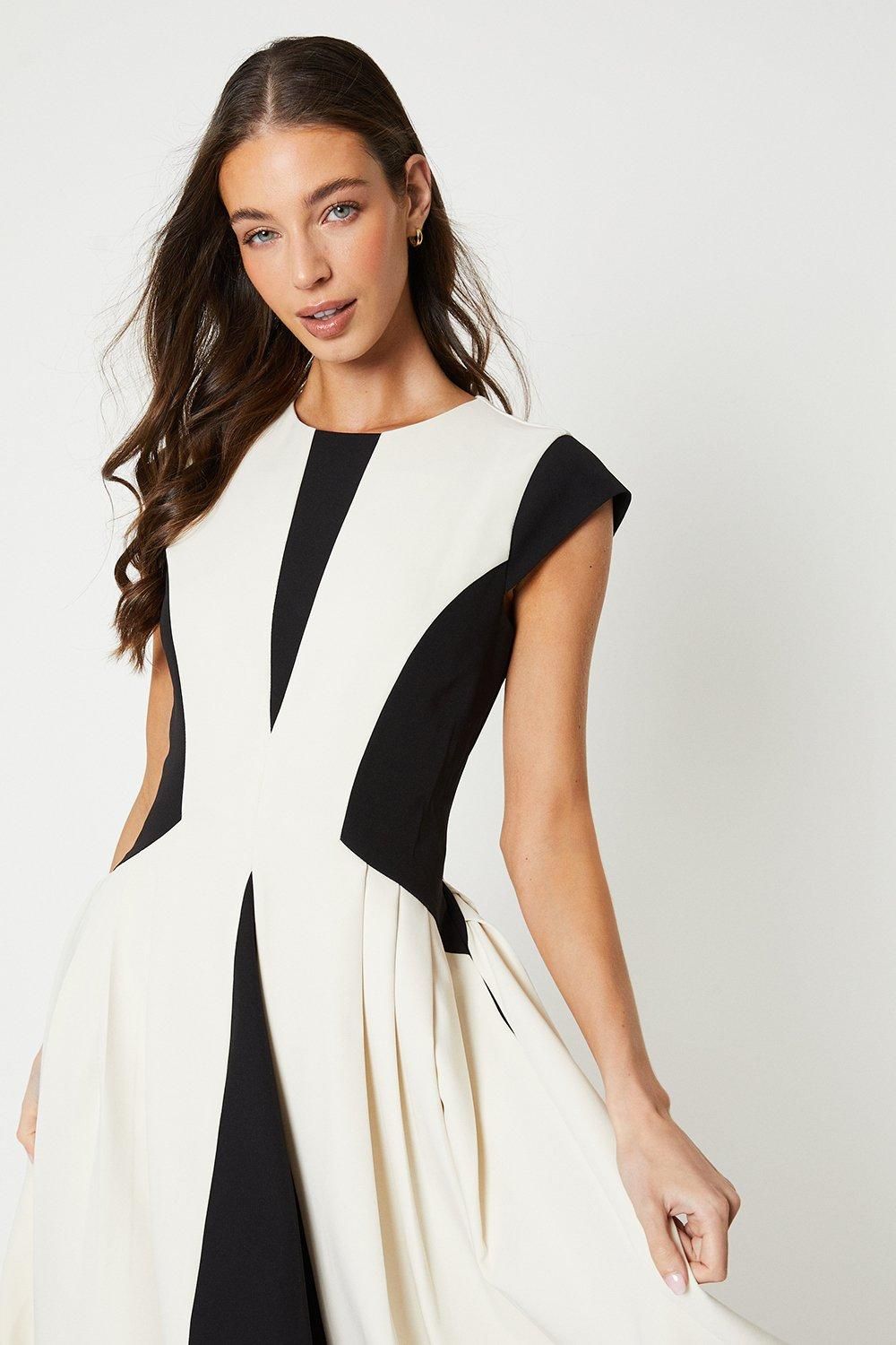 Coast Crepe Colour Block Midi Dress Mono image 4