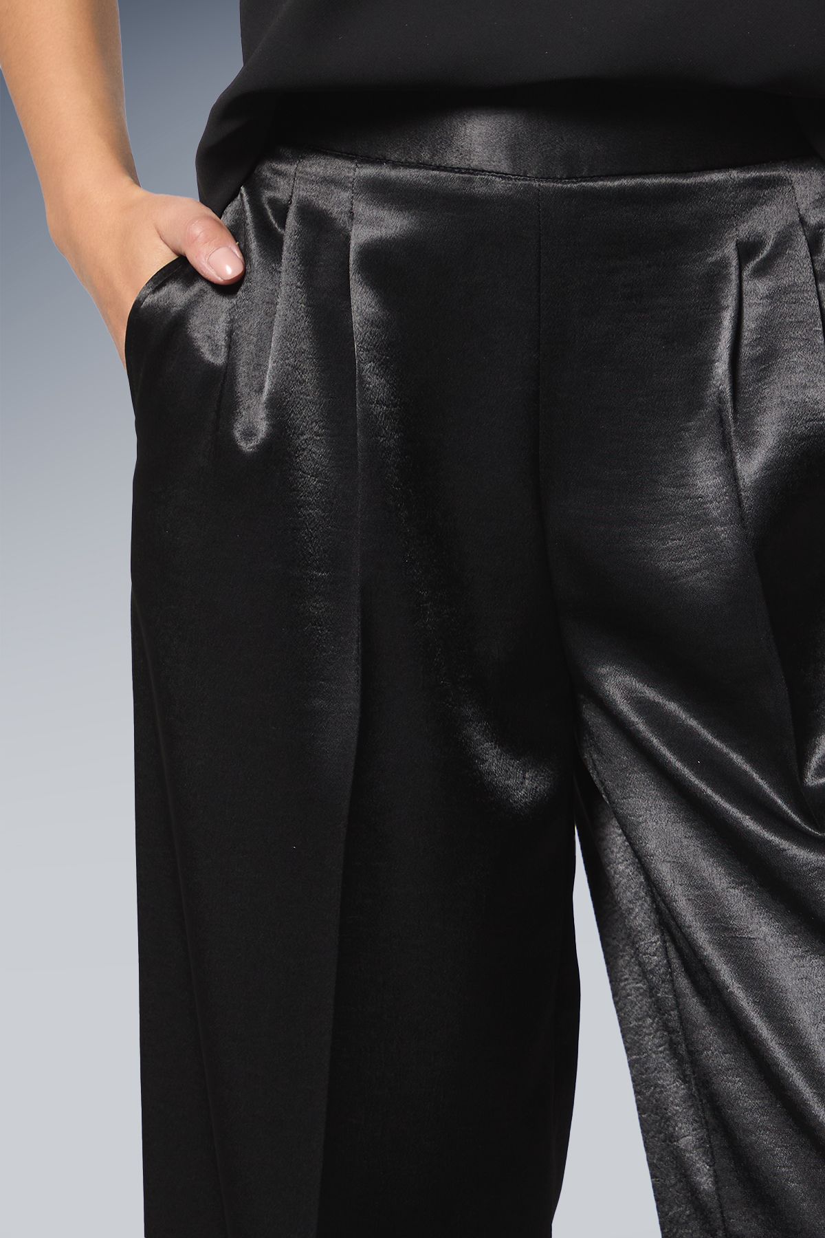 Dorothy Perkins Petite Satin Wide Leg Trousers Black image 4