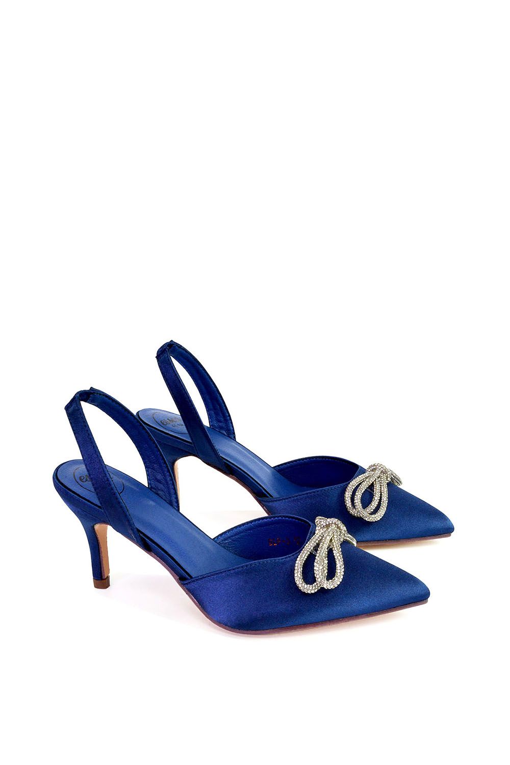 XY London 'Marinah' Slingback Diamante Bow Low Heel Court Shoes image 2