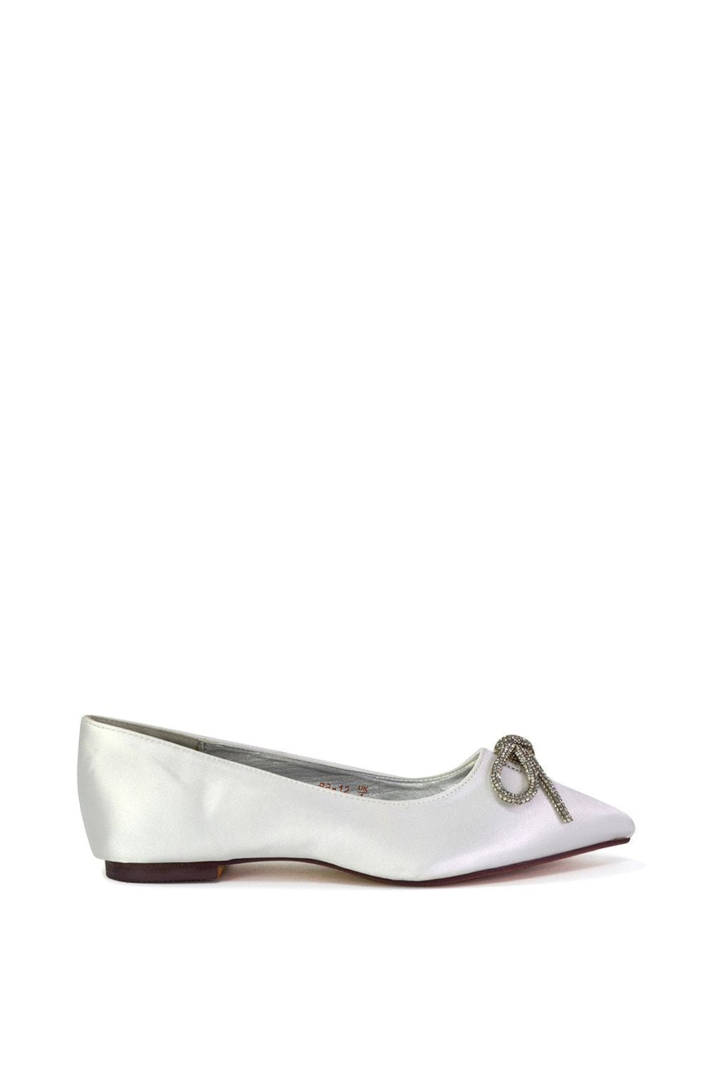 XY London 'Blossom' Diamante Bow Detail Pointed Toe Ballerina Pumps image 1