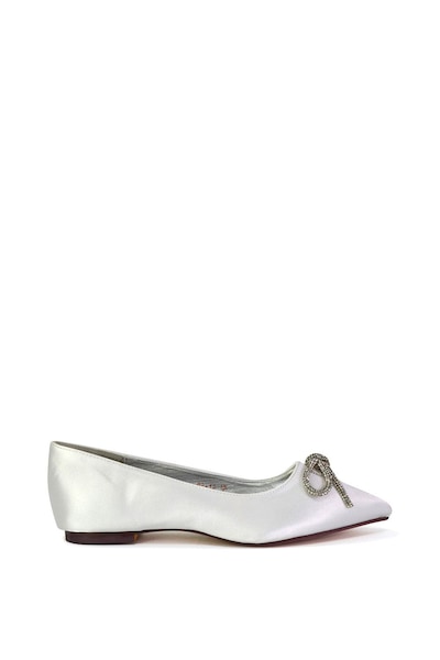XY London 'Blossom' Diamante Bow Detail Pointed Toe Ballerina Pumps