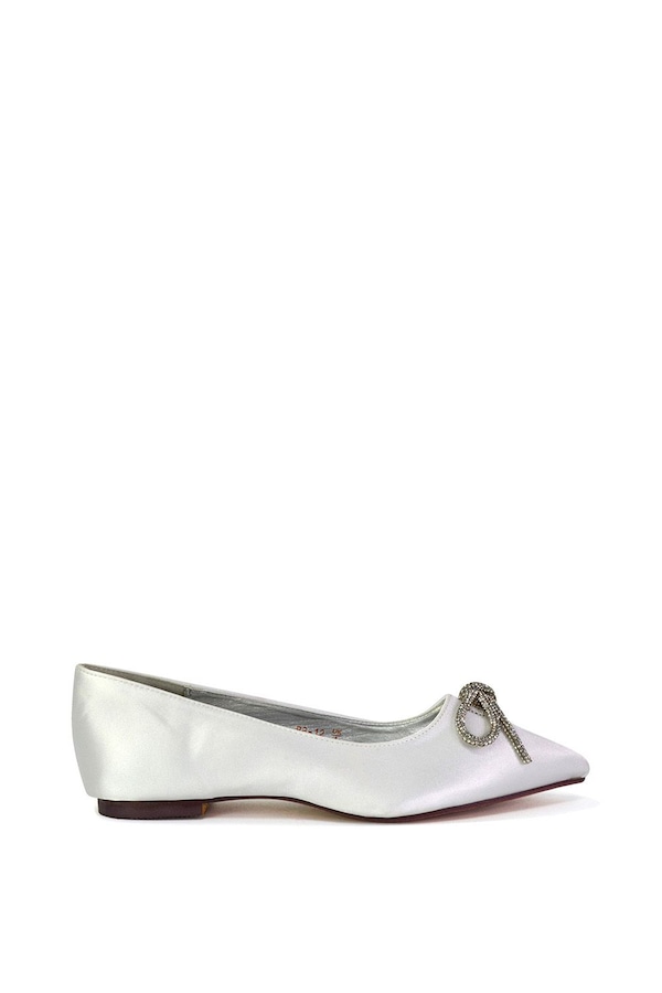 XY London 'Blossom' Diamante Bow Detail Pointed Toe Ballerina Pumps