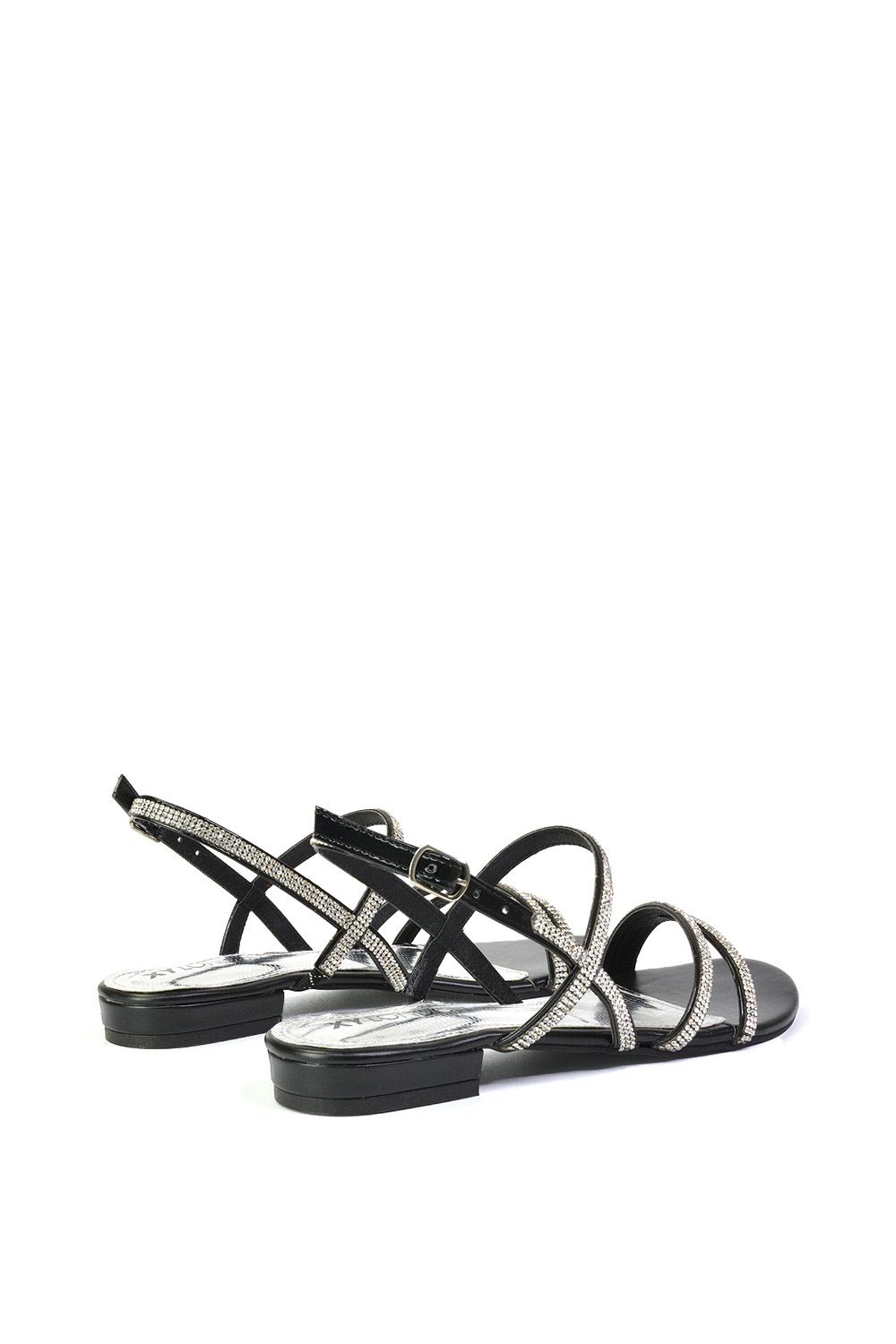 XY London 'Orla' Strappy Summer Flat Diamante Sandals Flats image 2