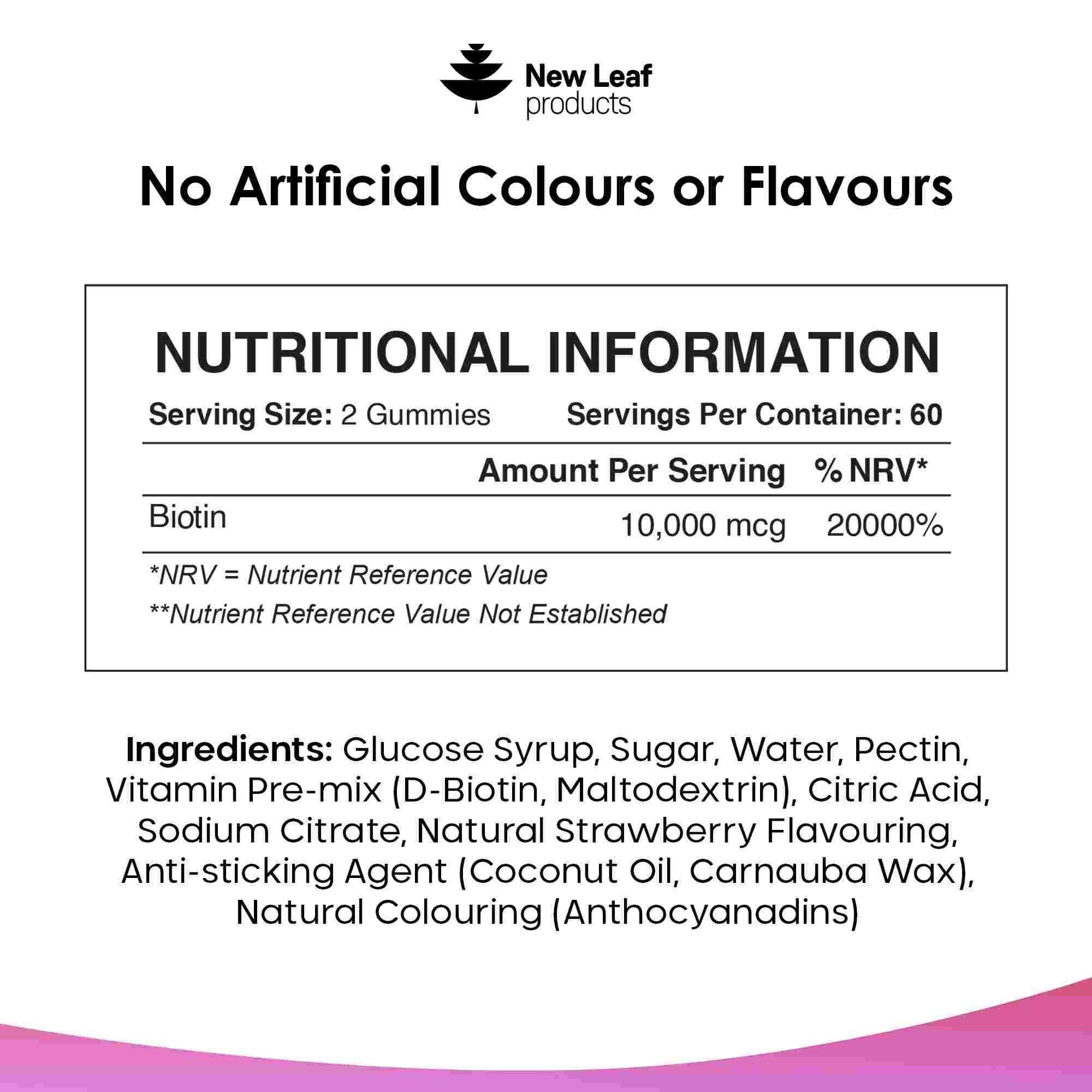 New leaf health Biotin 10,000µg Vegan Gummies For Beauty, Hair, Skin & Nails image 6