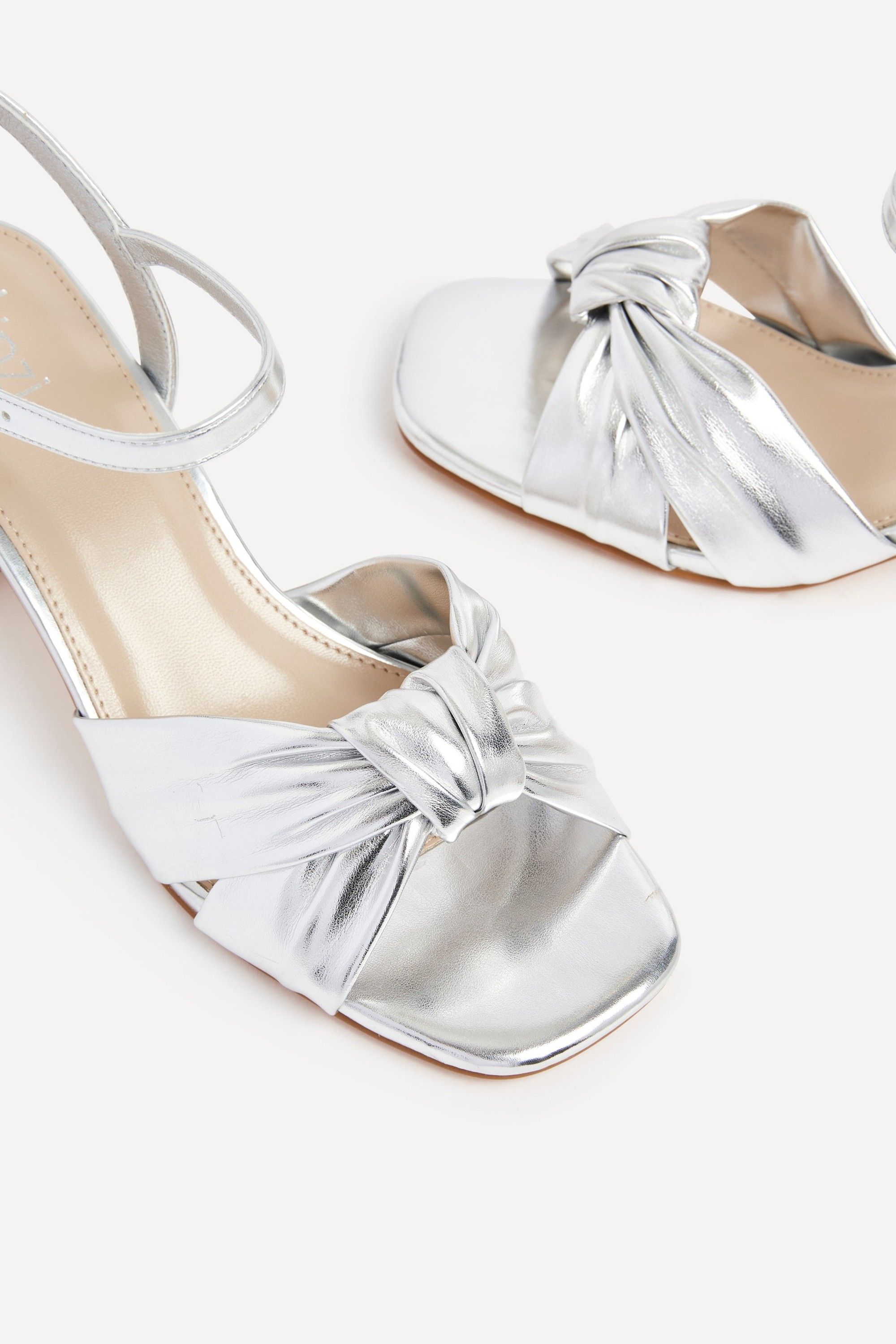 Linzi Charlotte Silver Faux Leather Block Heeled Sandal image 4