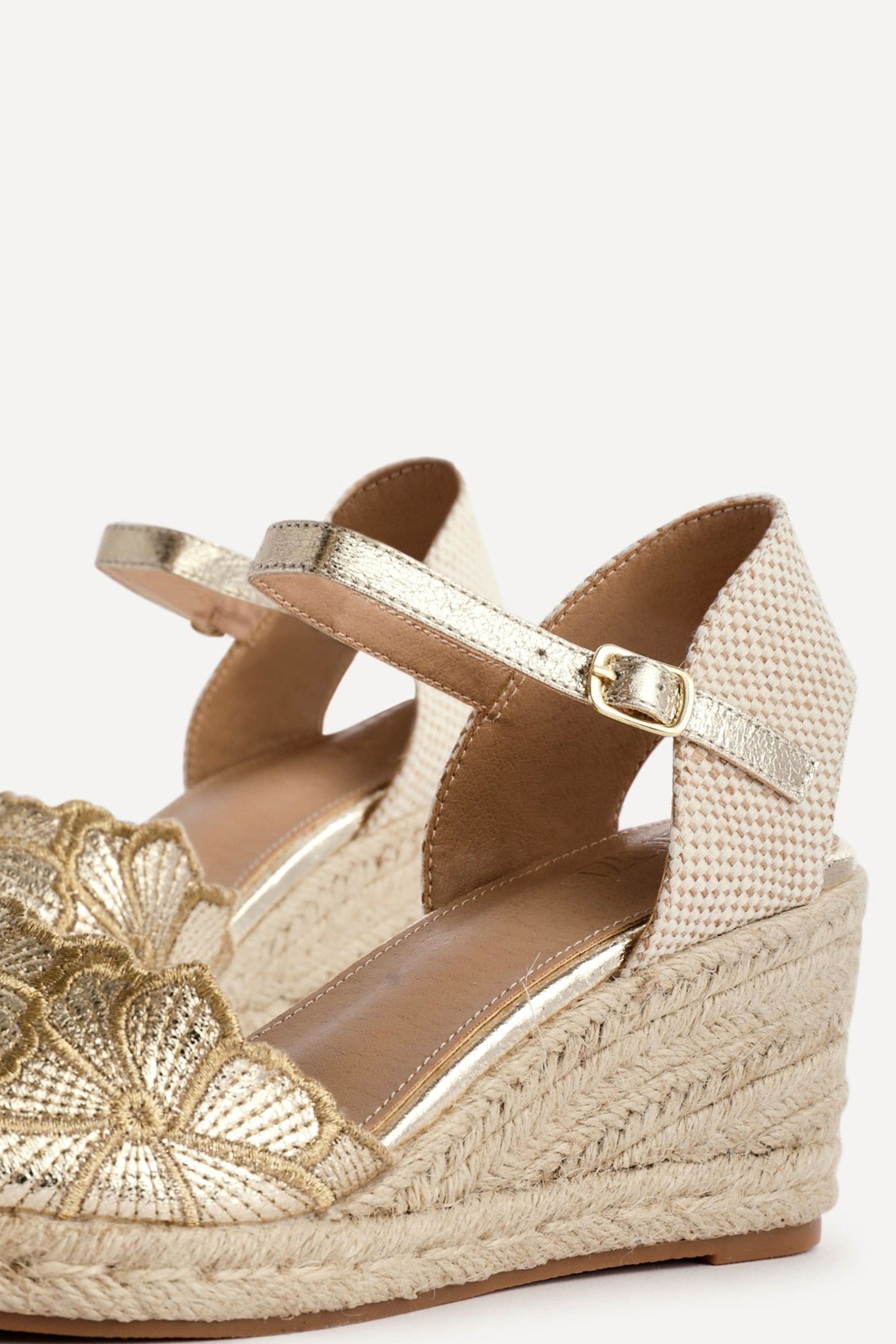 Linzi Florentina Gold Floral Embroidered Espadrille Platform Wedge image 5